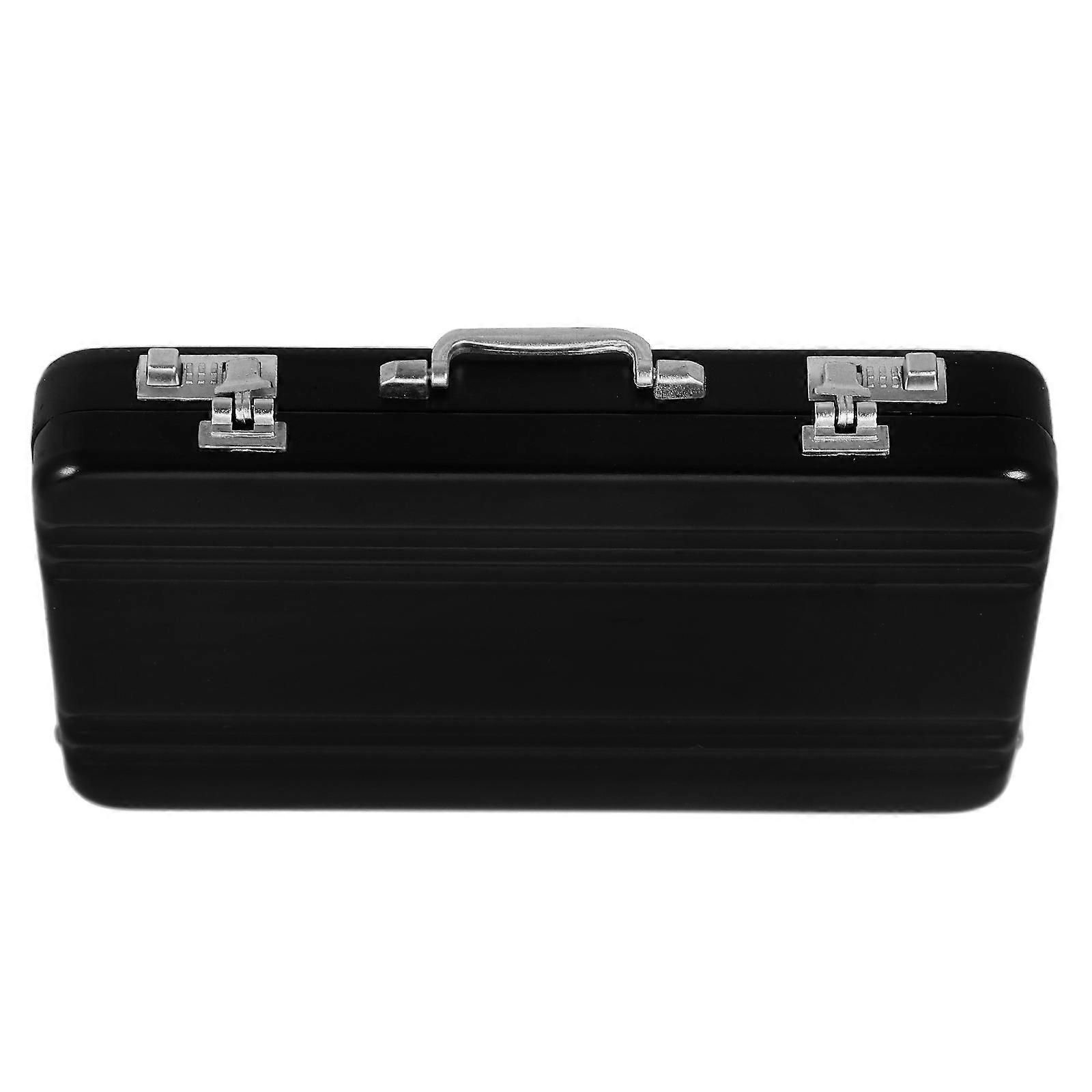 Aluminum Alloy Business Card Organizer, Portable Suitcase Shaped Storage Box for Visiting Cards, Multi Function Card Case with Snap Closure, Sturdy