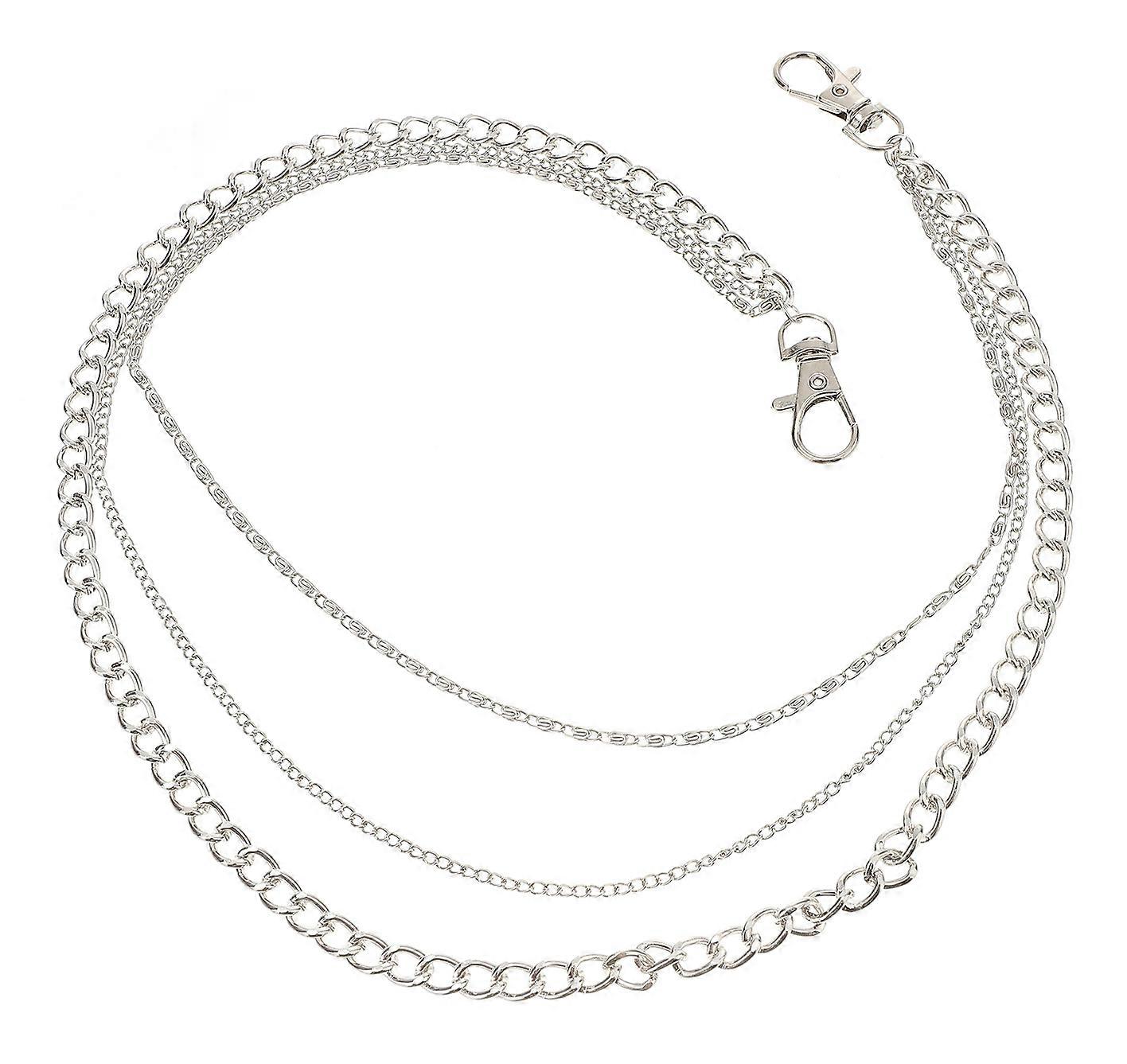 1 Pc Multi Layer Waist Chain for Men/Women, Silver, Versatile Design for Jeans, Parties, Discos