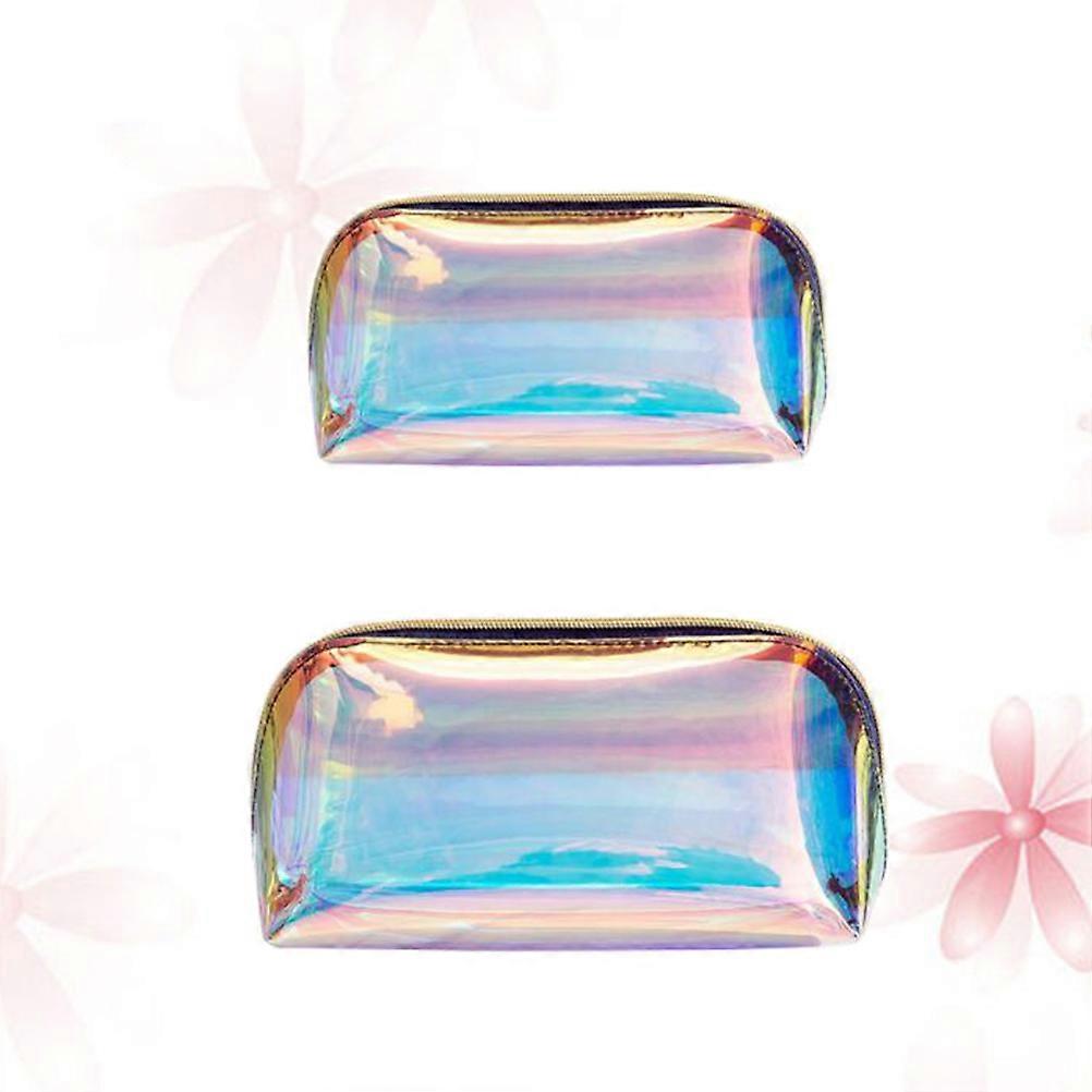 Elegant Makeup Bag Set 2Pcs Clear Design Shiny And Waterproof Perfect For Daily Use Shopping And Evening Parties For Women