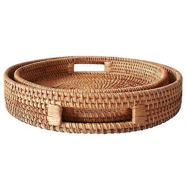Braunes Tablett Brotkorb Rattan Tasche Tuch Snack Obst