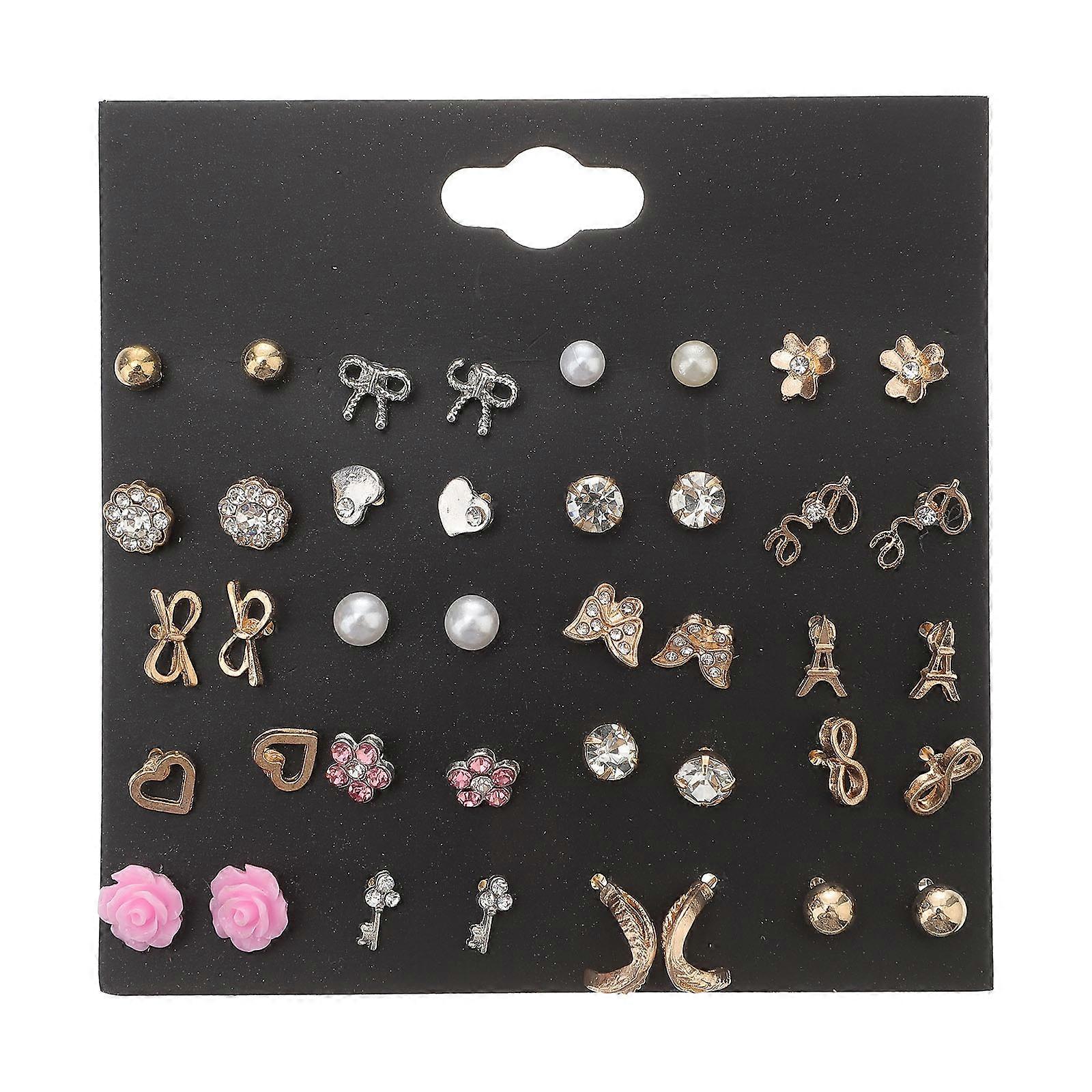 20 Pairs of Snowflake Earrings Set Assorted Color Decorative Jewelry for Women