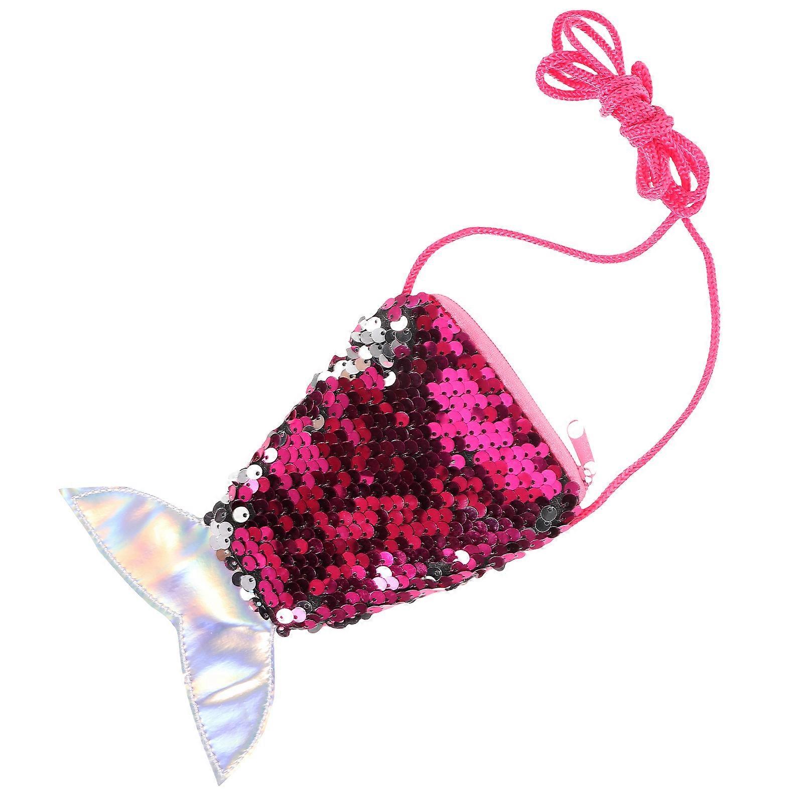 תיק נצנצים תיק כתף מיני Crossbody לילדים מעוצב ללבוש יומיומי בצבע ורוד 1set