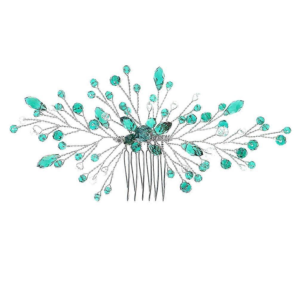 Peigne à cheveux de mariage en alliage vert strass parfait pour les coiffures de mariée et les occasions spéciales 4,5 pouces