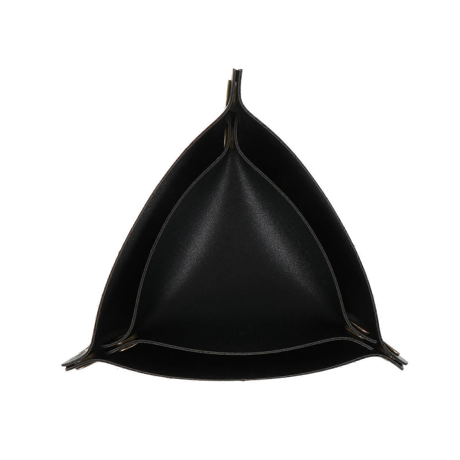 Black PU Storage Tray for Home Desktop 2Pcs Triangle Set