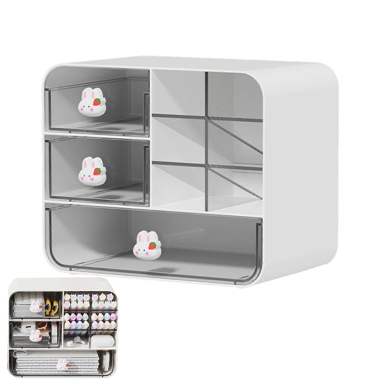 Desk Organiser with Drawers, Cute Desktop Stationery Organiser, Multifunctional Drawer Organiser Trays