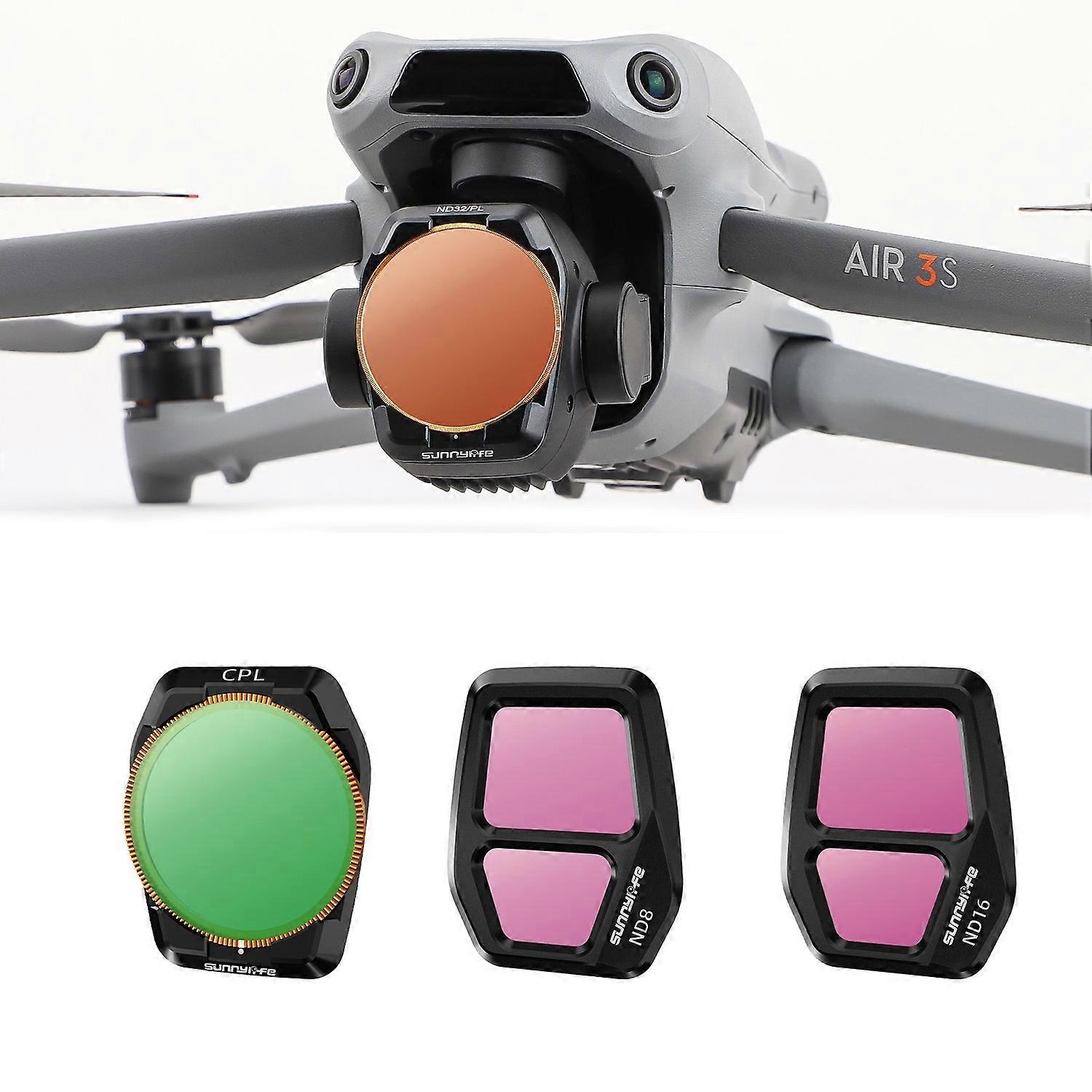 Lens Filter For DJI Air 3S 3 in 1 CPL ND8 ND16