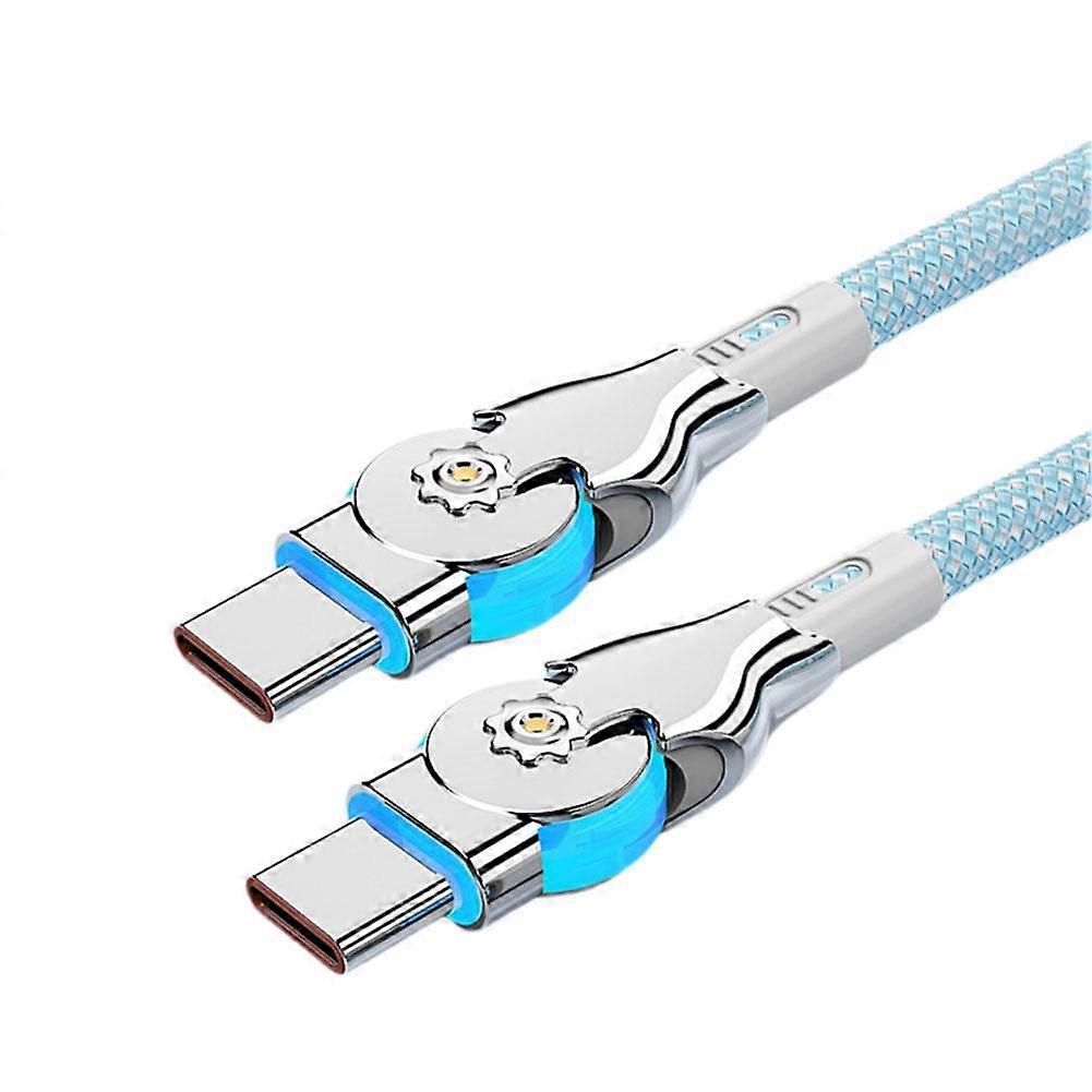 For Double Elbow 65W Fast Charging Cable 6A Braided Type C Cord 180 Rotatable Plug for Mobile Phone Tablet
