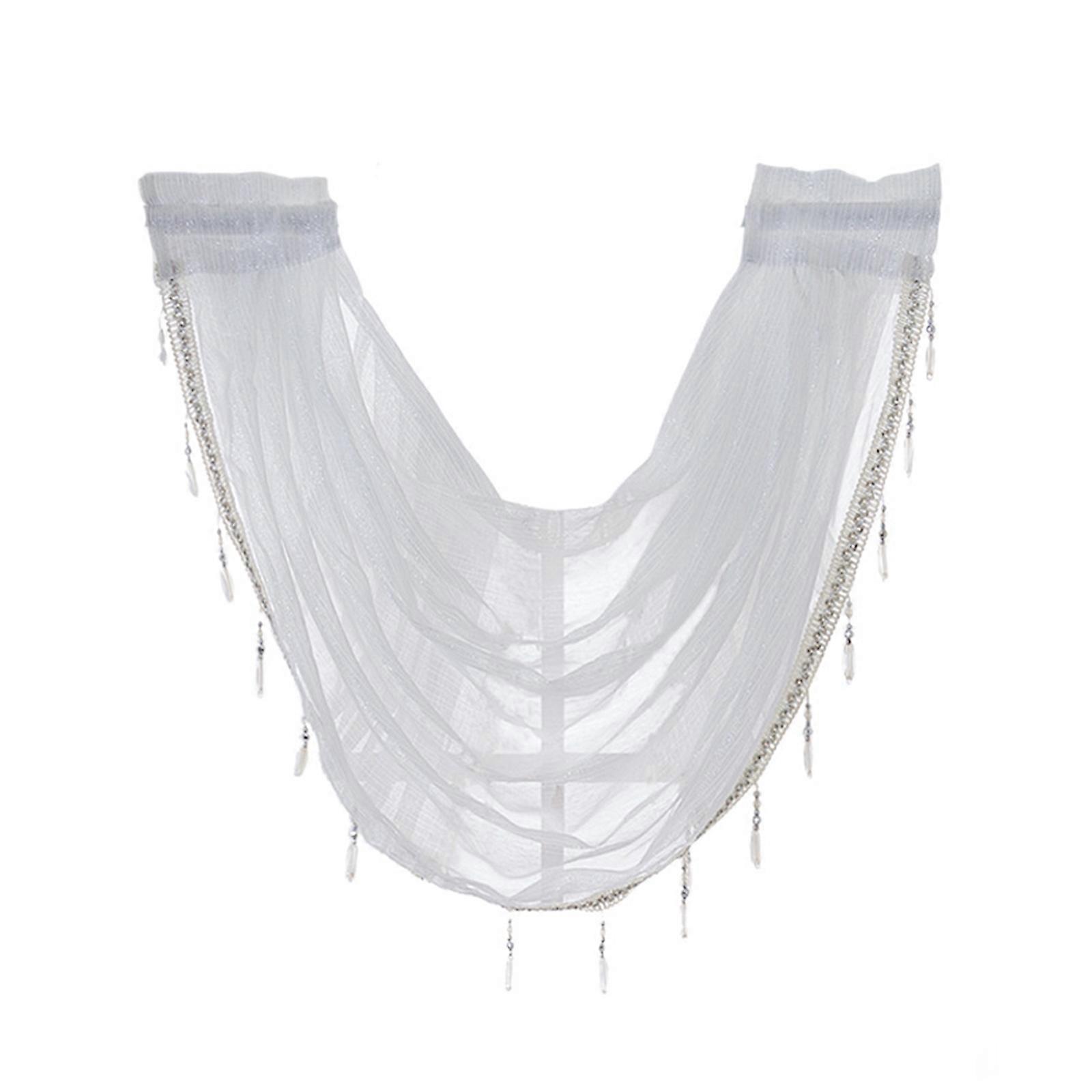 Practical Voile Window Curtains Silver Fiber Weave Sunlight Filtering Easy Maintenance Single Panel Home Upgrades  White