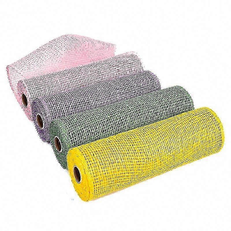 4 Rolls 10" x 5' Easter Burlap Mesh Ribbon for DIY Crafts & Decor