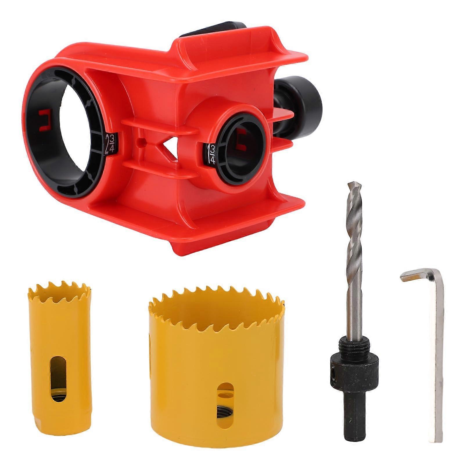 Door Lock Installation Kit, Door Lock Hole Saw Kit, Adjustable Guide Template HSS Hole Saws Drill Bit Door Hole Drilling Set for Wood Metal Doors