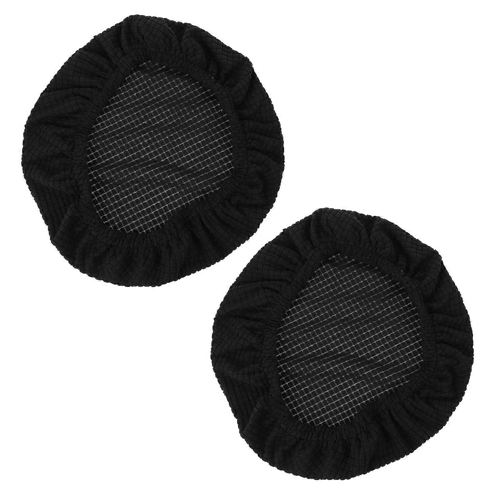 Round Stool Protector Dining Room Chair Protector Black Polyester Decoration 2Pack