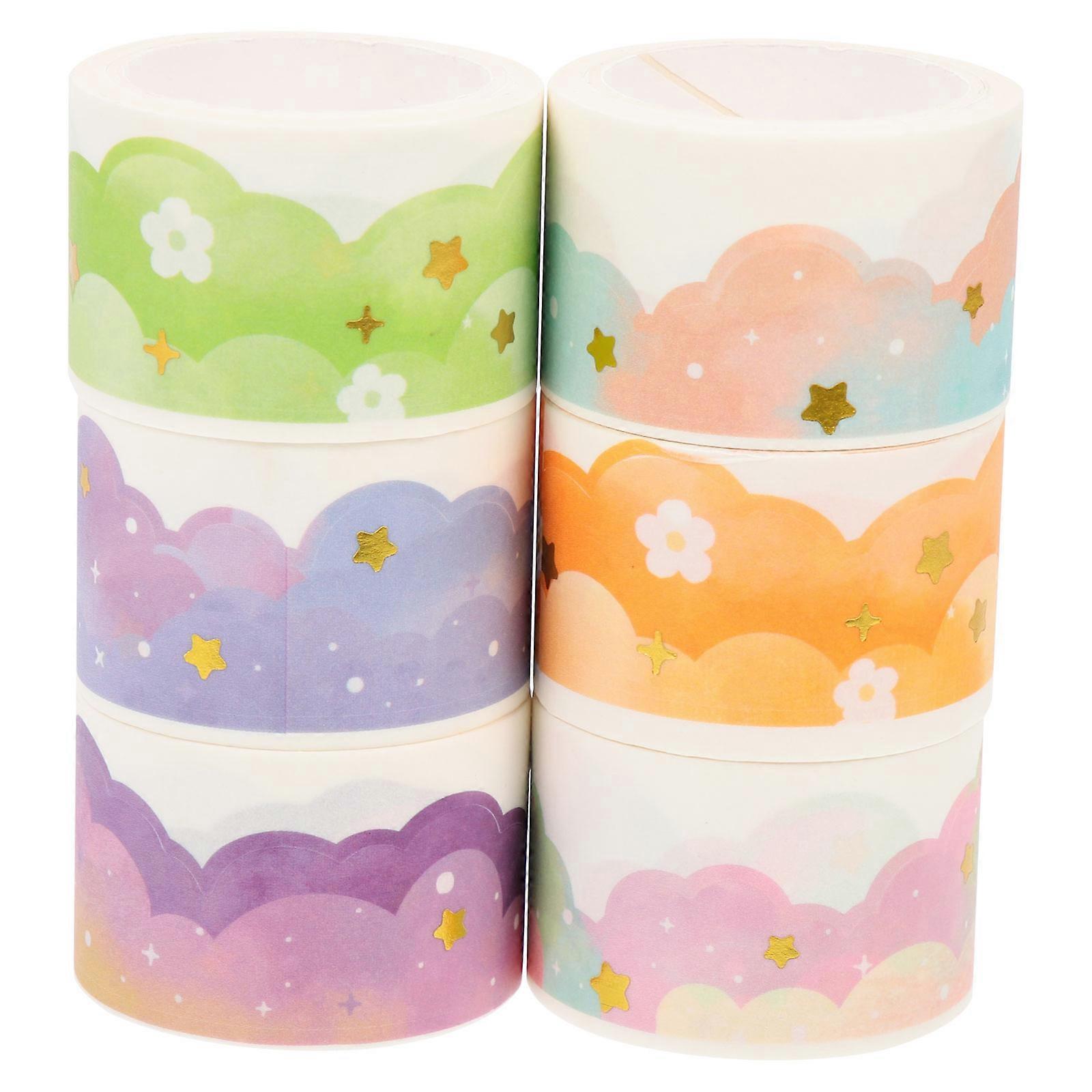 6 Rolls Gold Foil Cloud Dream Washi Tape Set for Scrapbooking & DIY Crafts Night Bell Energetic