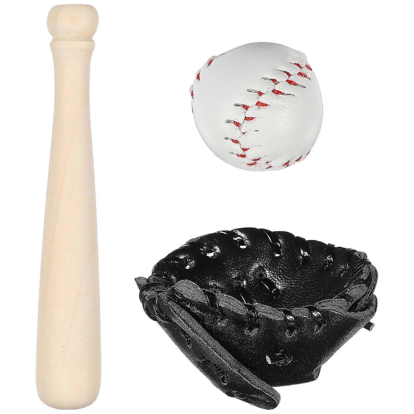 Baseball Glove Mini and Bat Set Desktop Decoration Assorted Color Material Simulation 1 Set