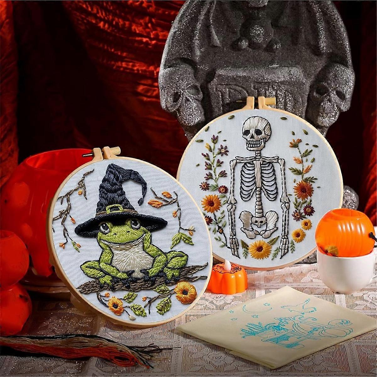 Halloween Embroidery Kit, Halloween - Kit, 4 Set Gothic Embroidery -Kit for Beginners
