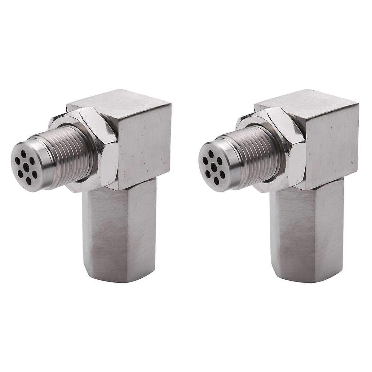 2X 90 Degree CEL Check Engine Light Bungs Oxygen O2 Sensor Socket Real Mini Catalytic Converter 201