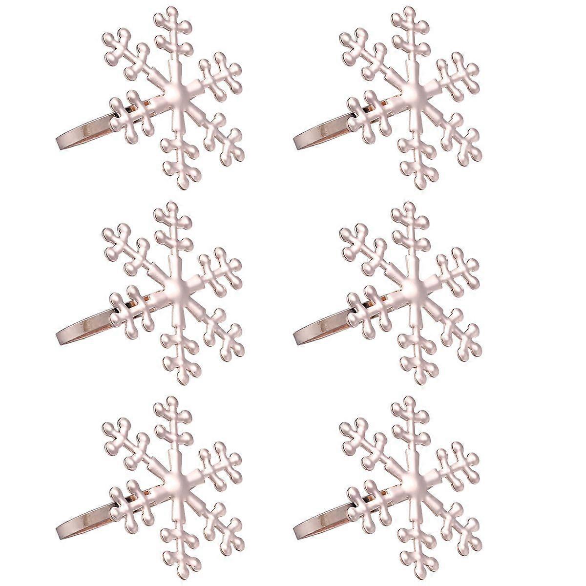 6 Pcs Christmas Snowflake Shaped Napkin Rings Dinning Table Setting