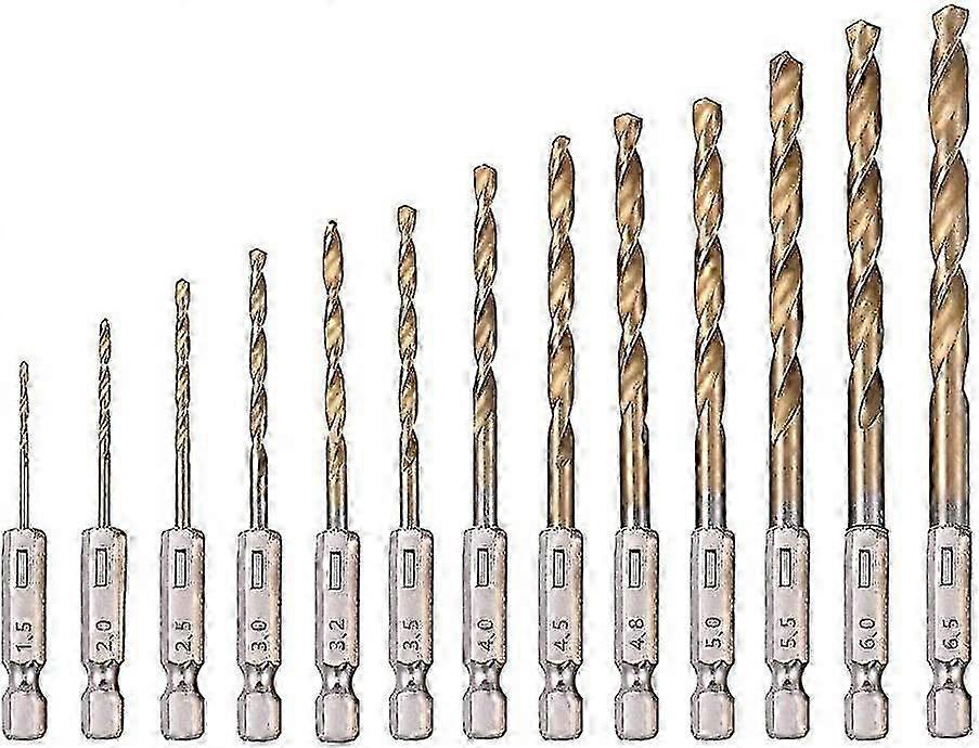 Titanium Coated Twist Drills Bit Set, Hex Shank Quick Change Drill ...