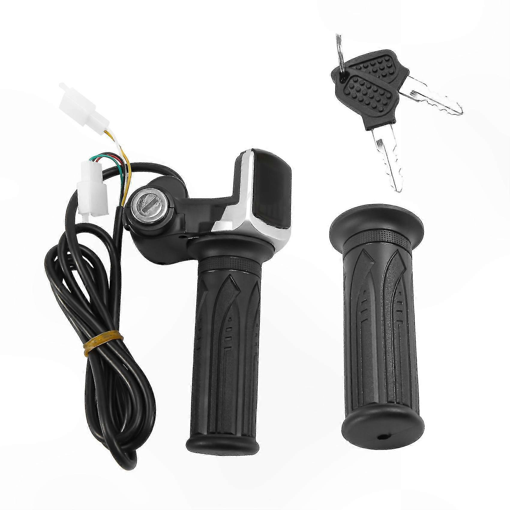 Universal E-Bike Throttle Grip with LED Speedometer and Key Lock for Scooters