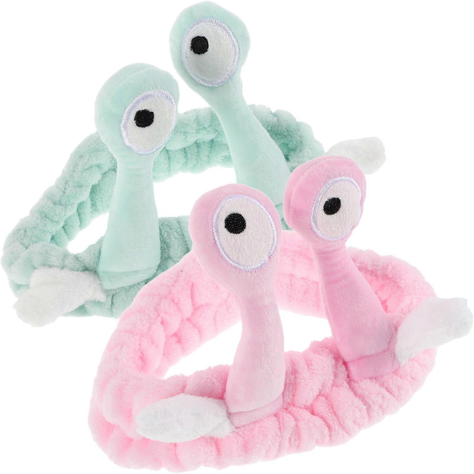 Quirky Snail Face Wash Headband Set For Women And Girls Non-Slip Plush Hair Accessory In Multi Color 2Pcs