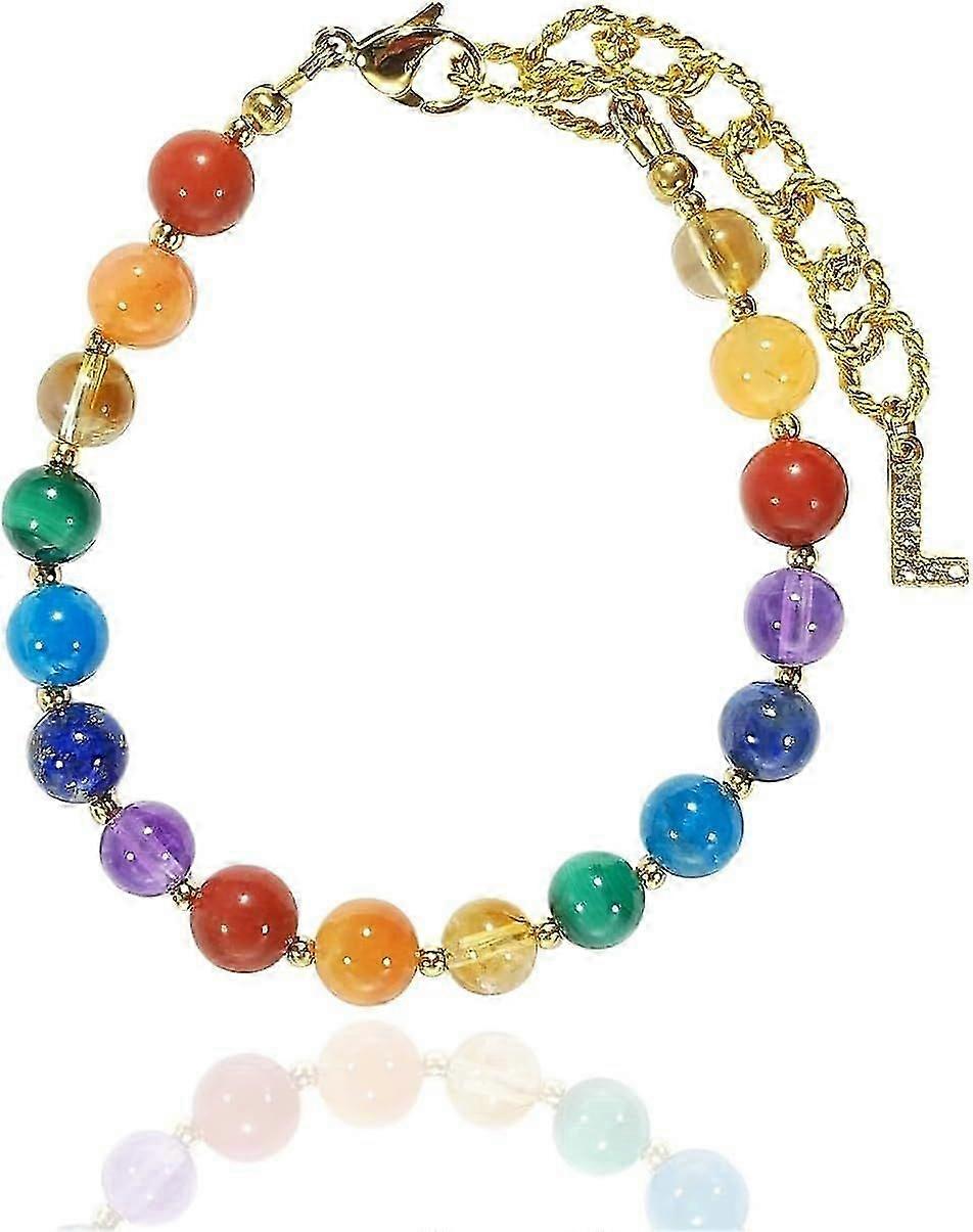 Women's 7 Chakra Rainbow Bracelet with Natural Stones