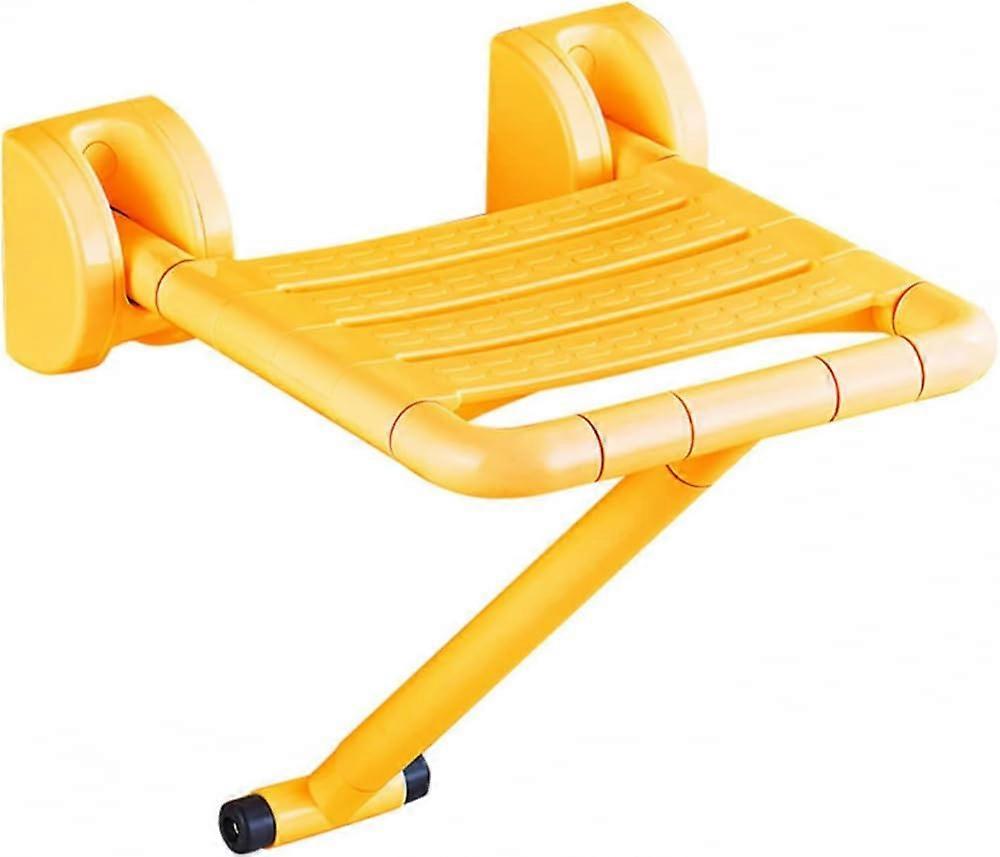 Wall Mounted Shower Seat Fold-Up Adjustable Bathroom Folding Chair For Elderly Yellow