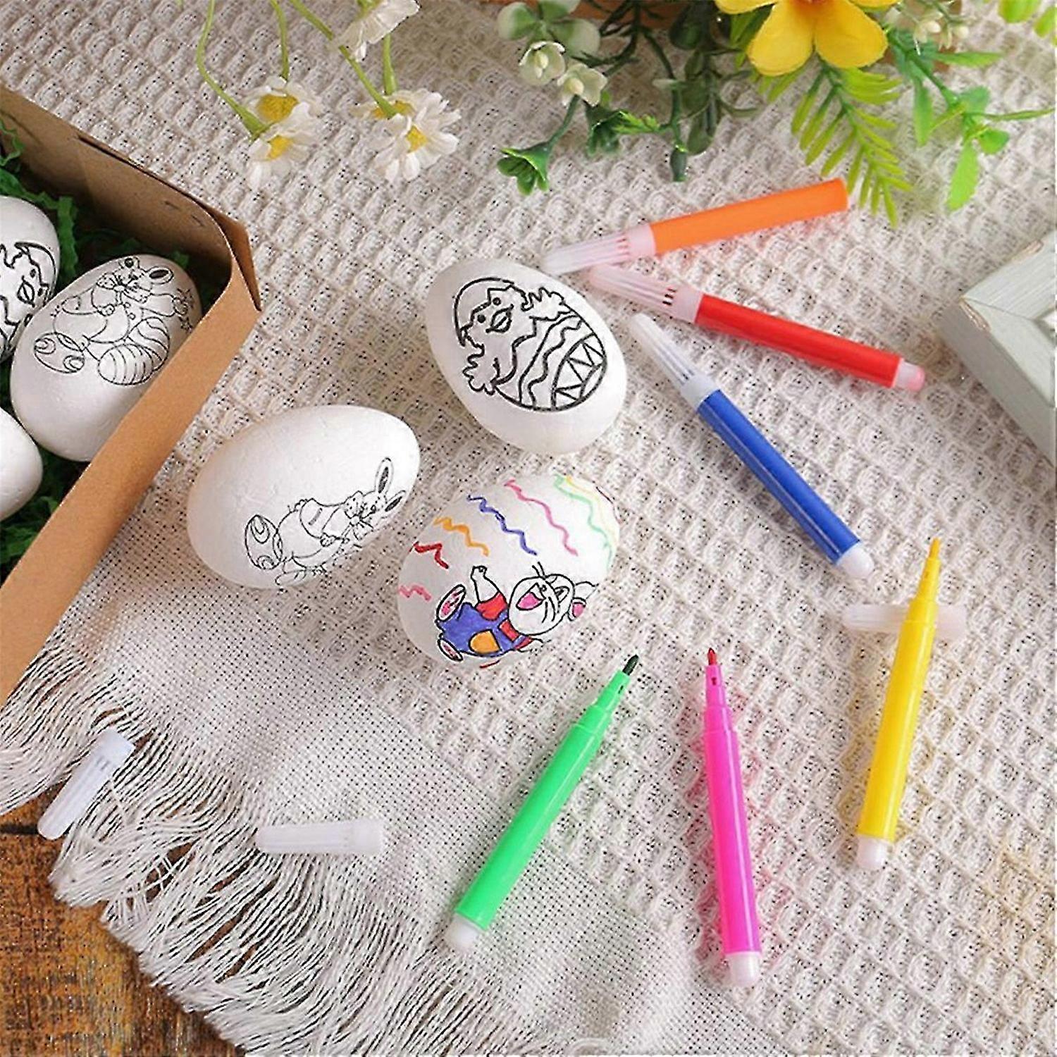 6Pcs Easter DIY Hand-Painted Eggs 2024 Children's Handmade Gift -D