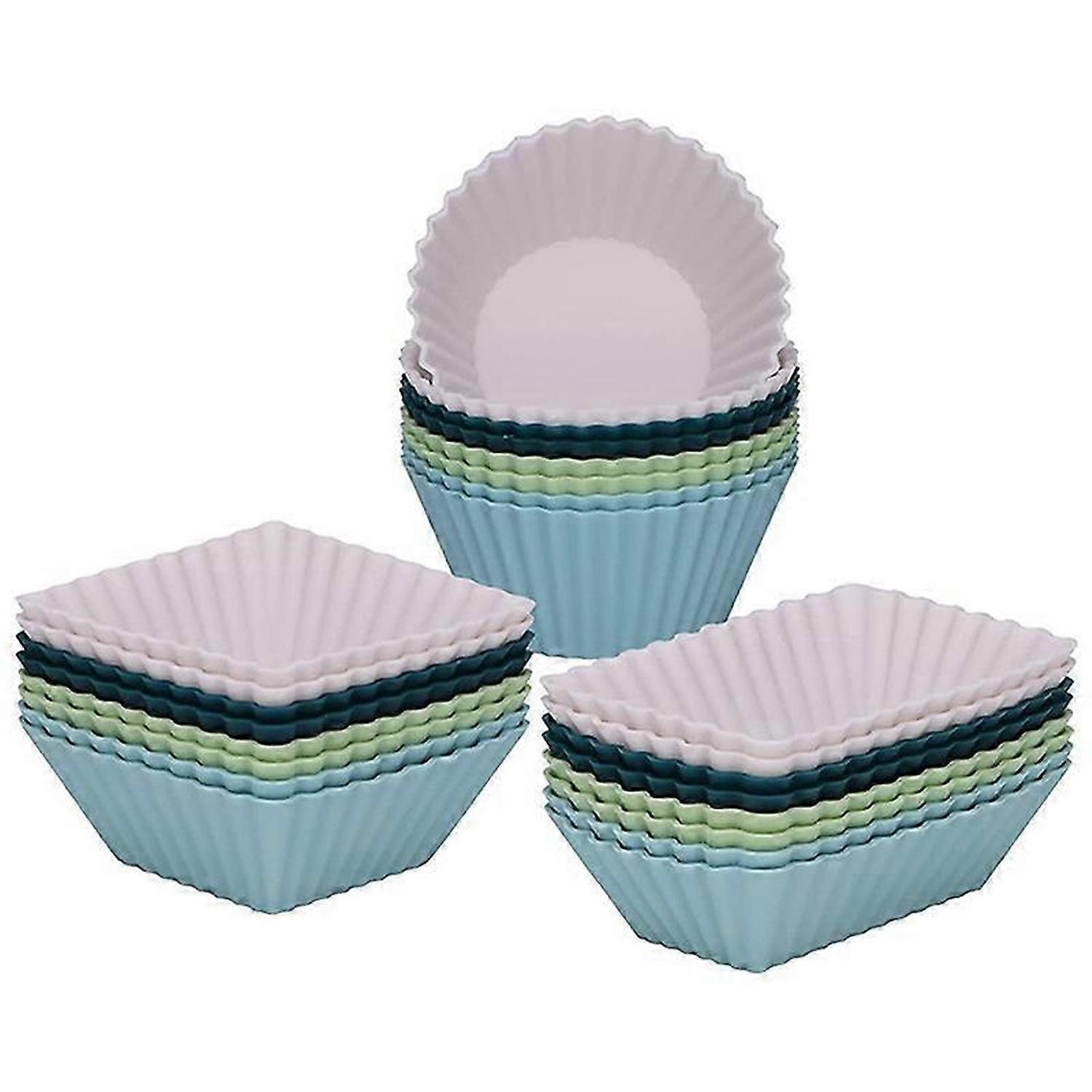 24PCS Silicone Cupcake Baking Cups Reusable & Non-Stick Muffin Cake