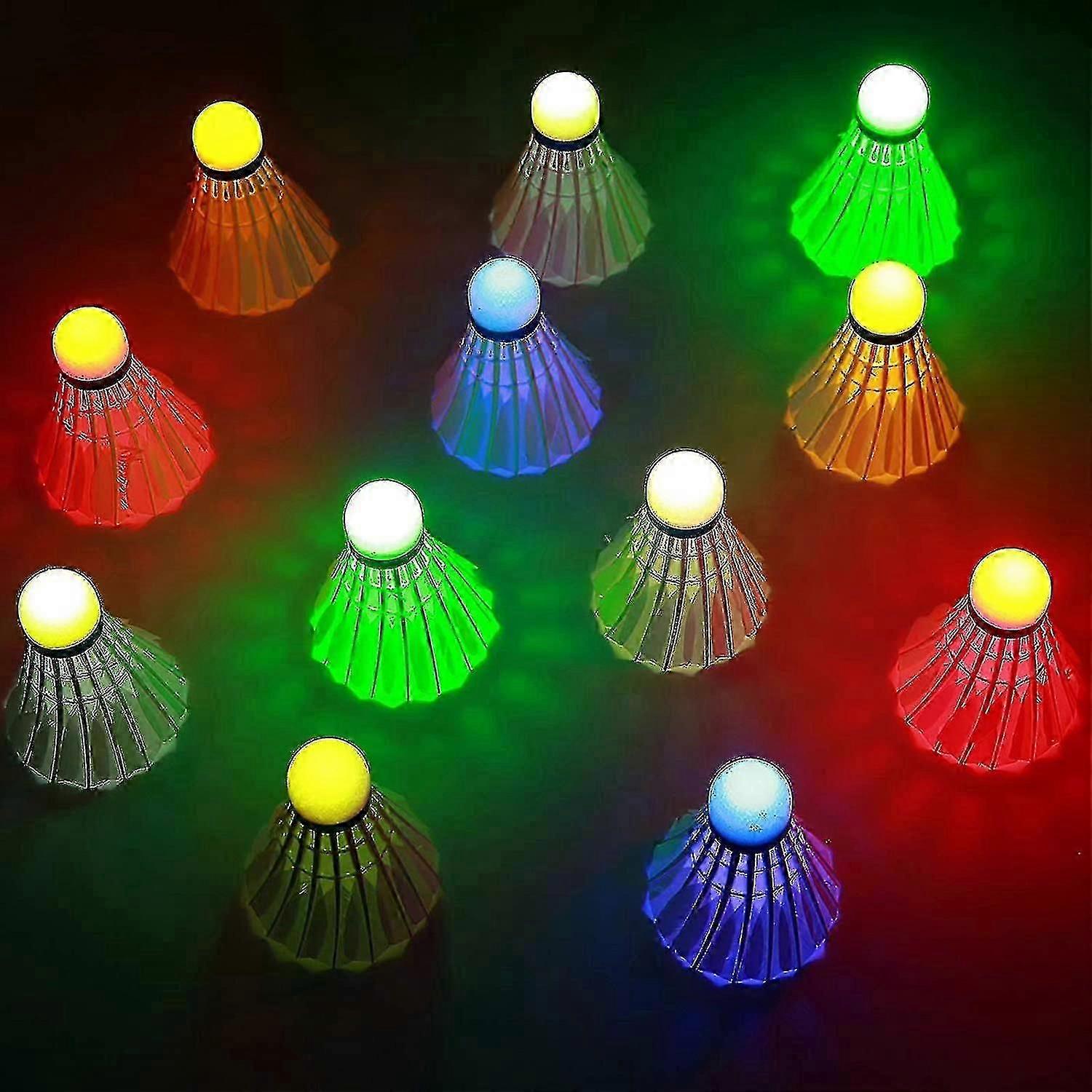 Badminton Shuttlecock Set Of 6 Led Badminton Shuttlecocks Birdies Lighting Glow In The Dark Badminton Shuttlecock Birdie Badminton For Indoor / Outdoo