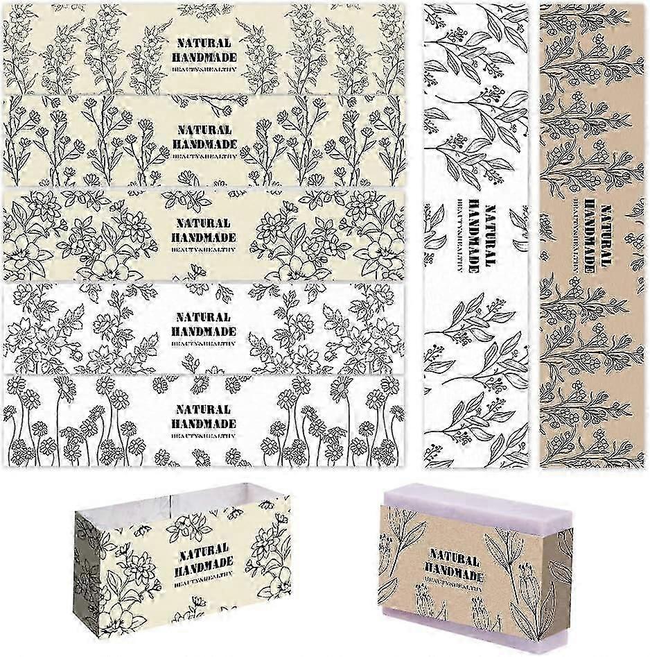 90 stks Planten Zeep Wikkels 9 Stijlen Zeep Verpakking Papier Zeep Wrap Papier Tape Verticale Zeep Papier Tag Zeep Mouwen Covers Voor Zelfgemaakte Zeep Bar Packag