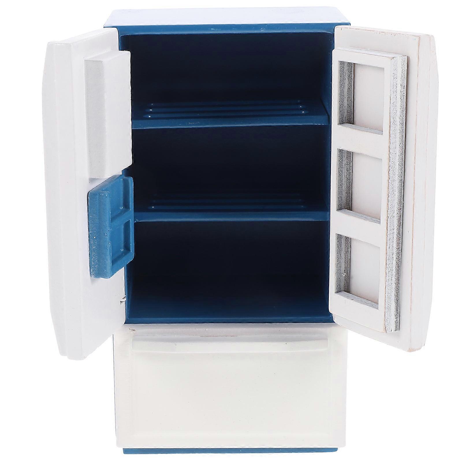 Miniature Refrigerator for Decor Dolls House 3Pcs Blue Mini Fridge