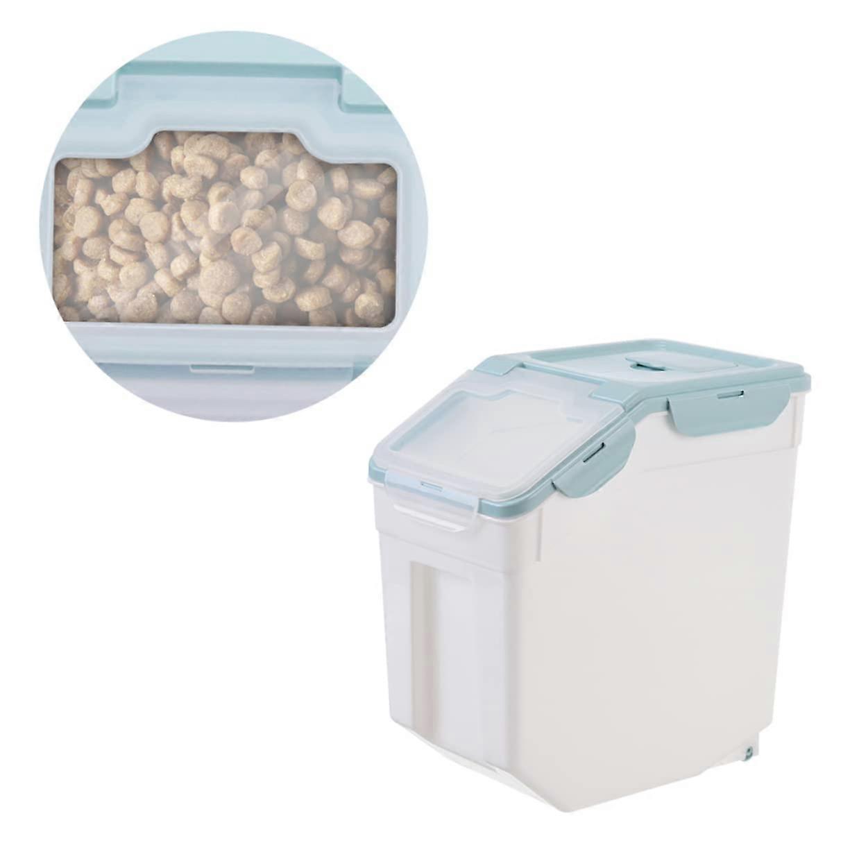 Pet Food Container Small Nordic Blue Moisture Dustproof Dry Food Storage Bucket With Sealed Buckle Reinforced Lid