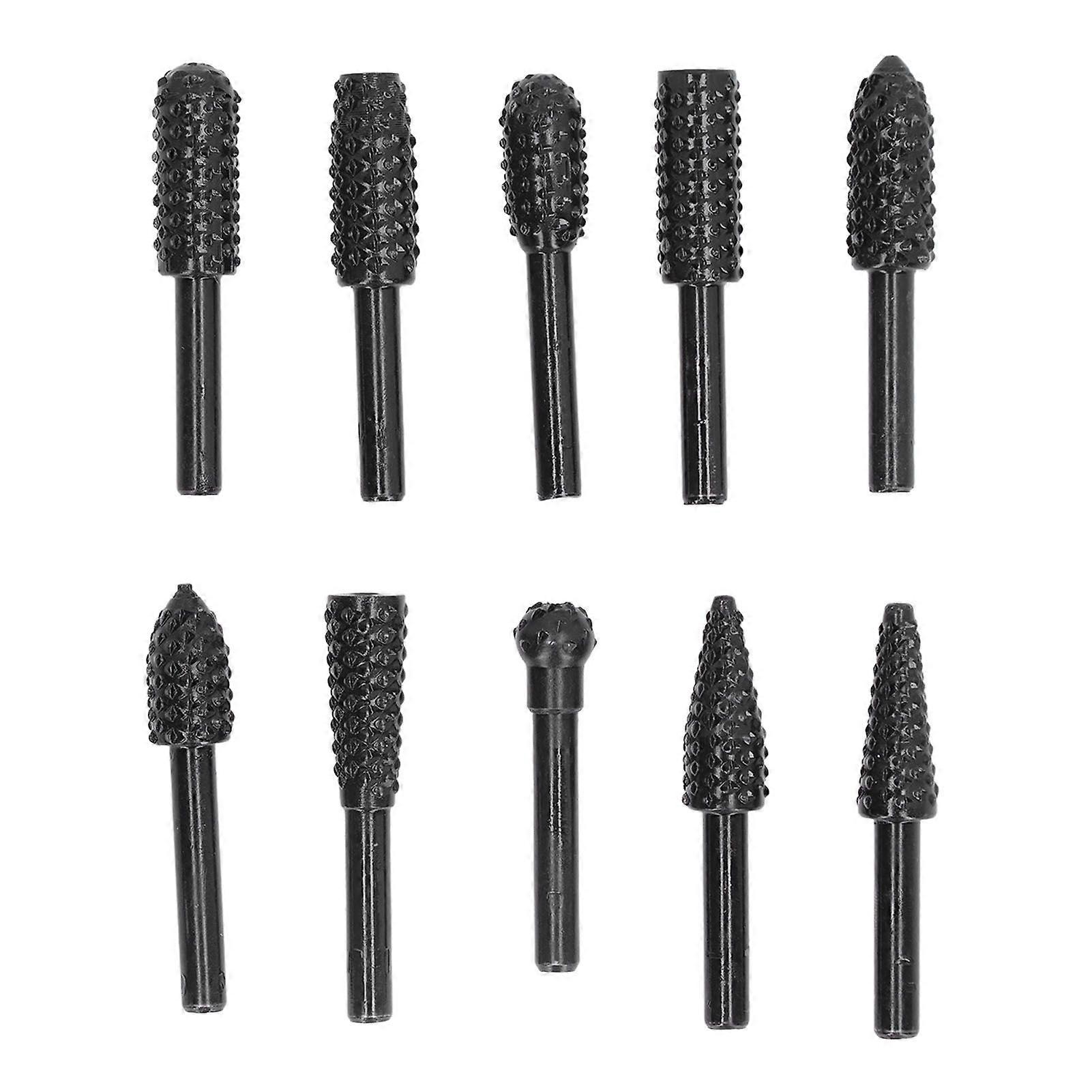 Carbide Burr Set 1/4in Shank Double Cut Die Grinder Rotary Tool Rasp Bits Wood Carving Accessories