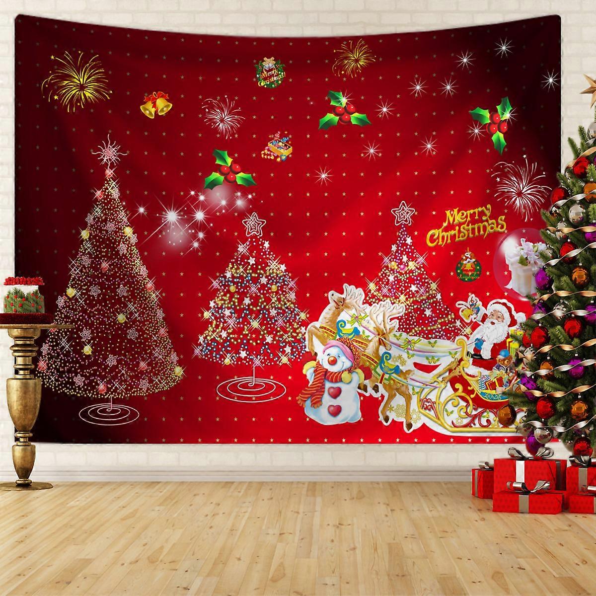 Christmas tapestry Christmas fireplace window effect photography background cloth Christmas tree tapestry party decoration