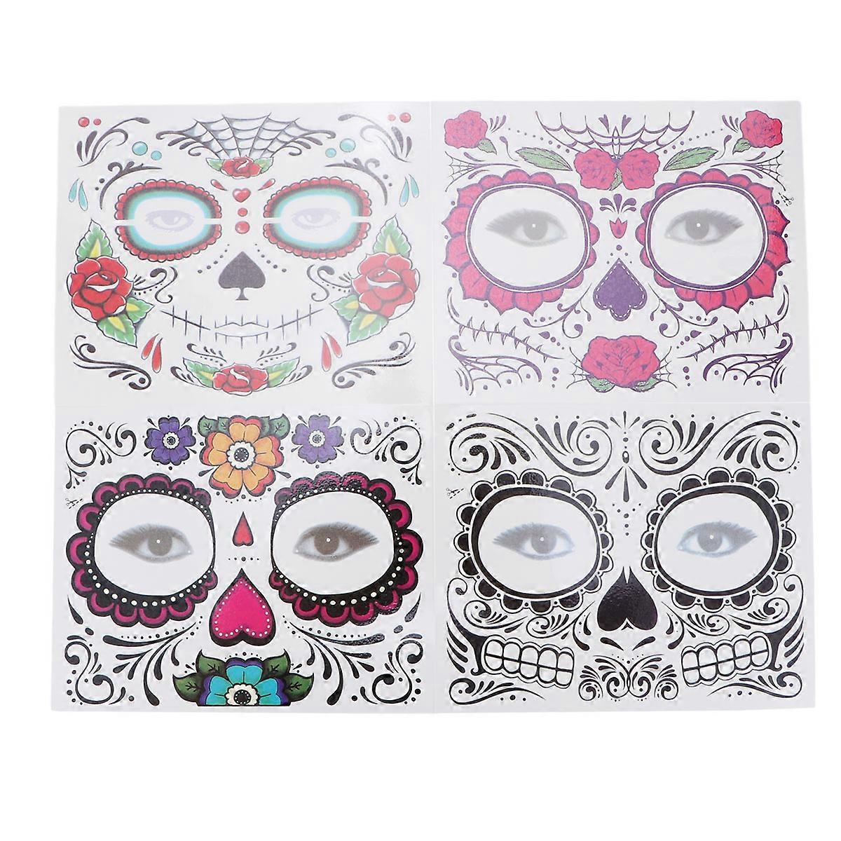 Halloween Stickers Facial Decals for Decoration 12 Sheets Creative Waterproof