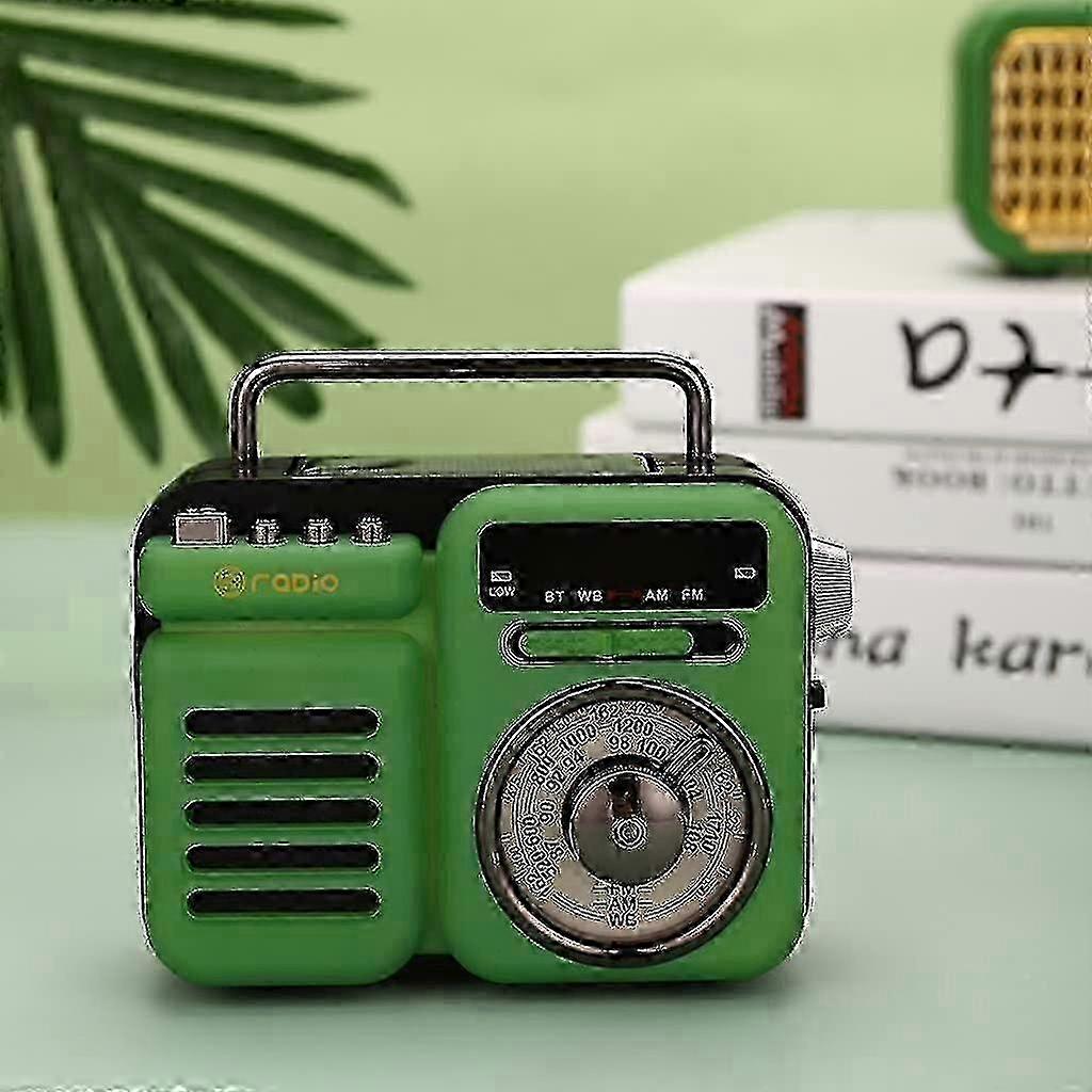 Retro Radio, Portable Am And Fm Digital Radio Bluetooth Playback Usb Playback Headphone Jack Built-in Speaker Fathers Day Gift (color : Green)
