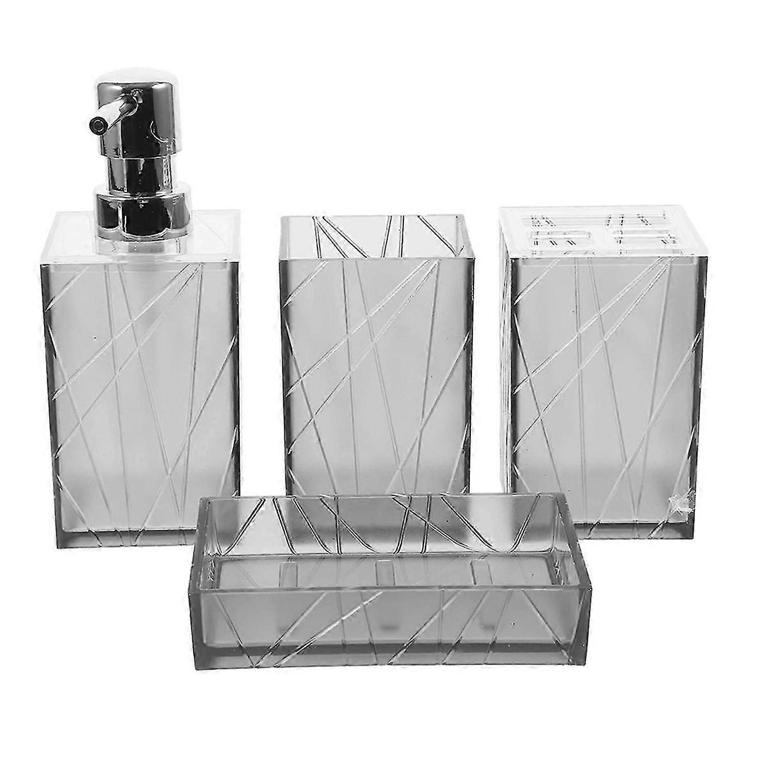 1 Set Bathroom Kit Shampoo Hand Dispenser Toothbrush Cup Refillable