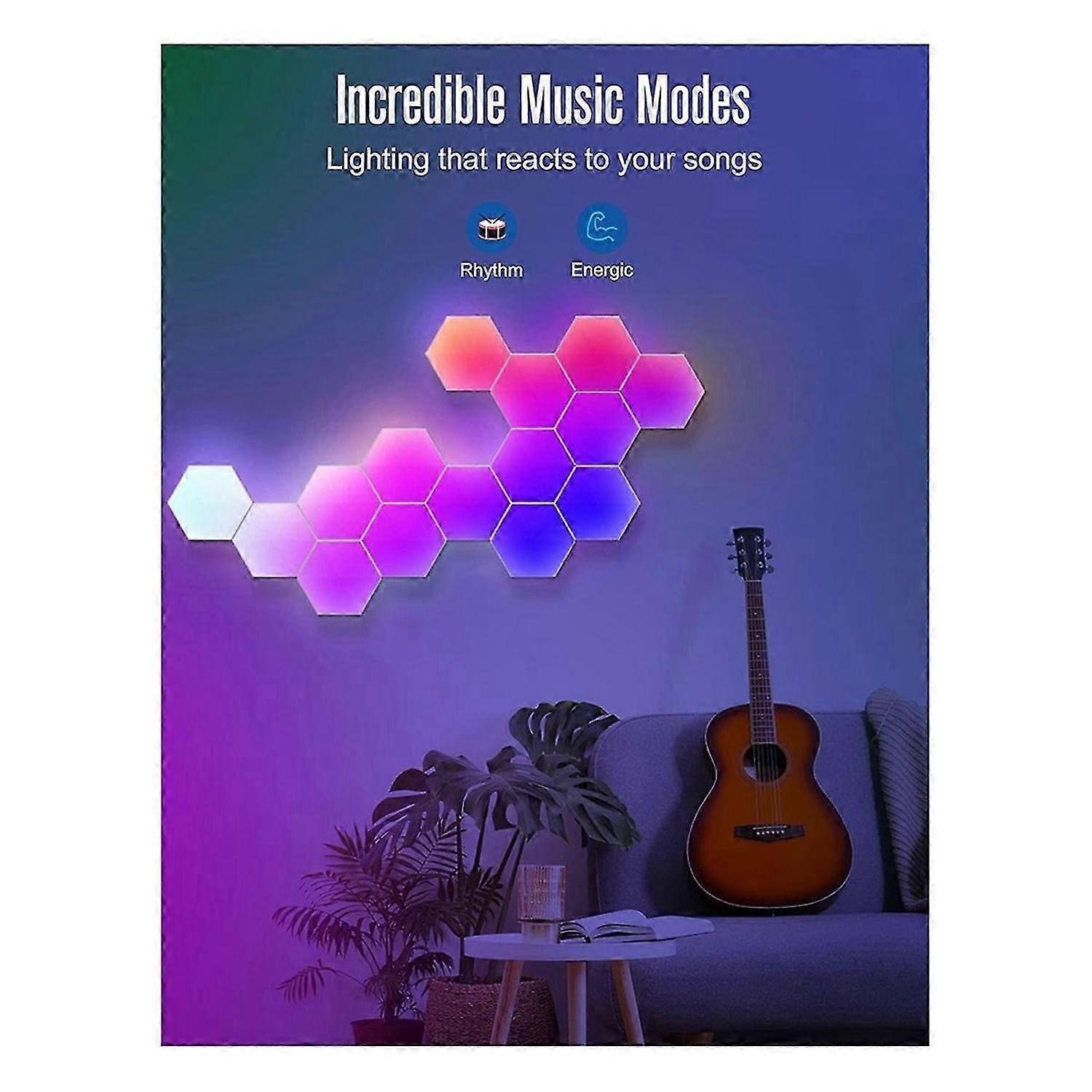 RGB Smart Light Board Hexagonal Lamp Indoor Atmosphere Wall Lamp (A)