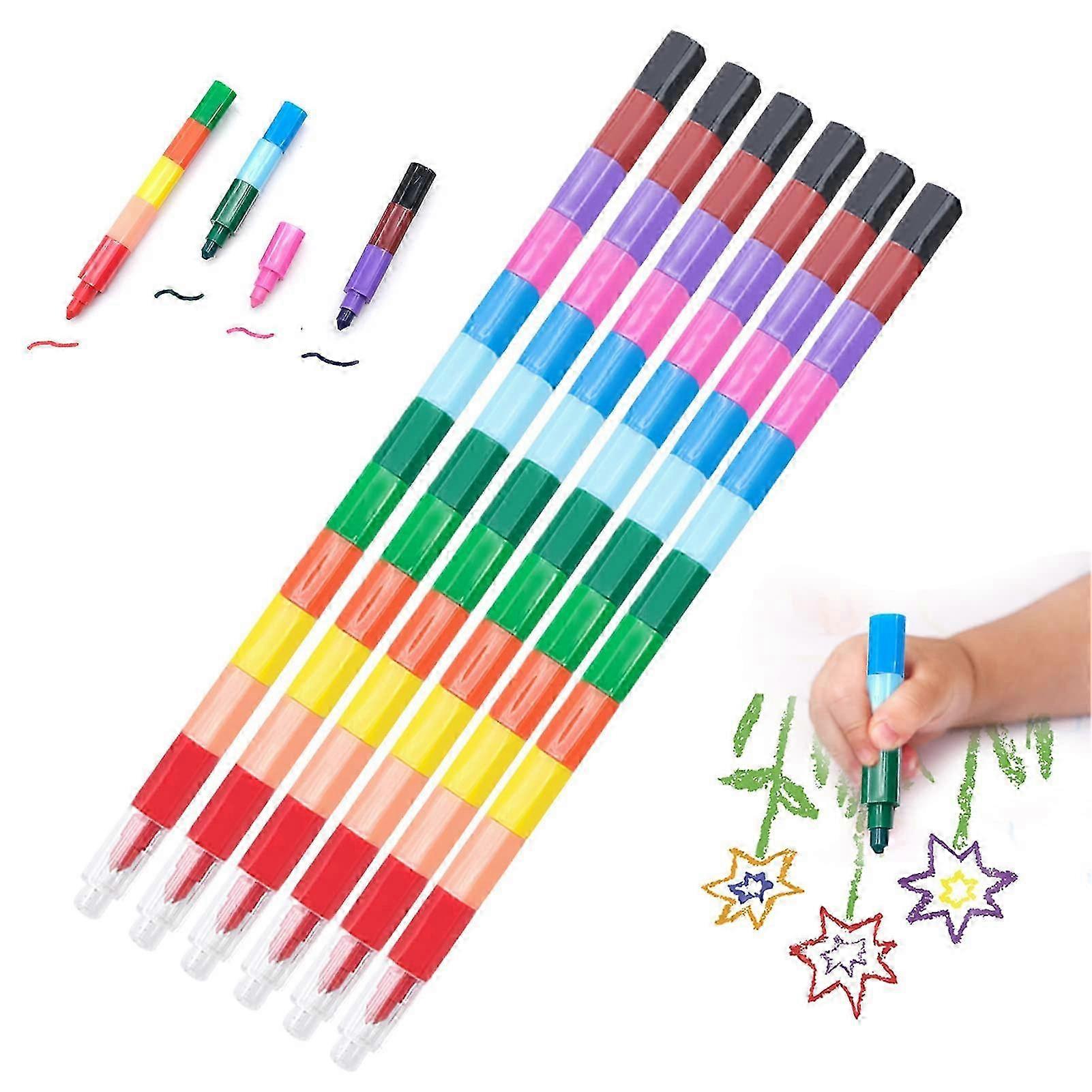 12 Pcs Stacking Crayons, Creative Splicing Graffiti Crayons