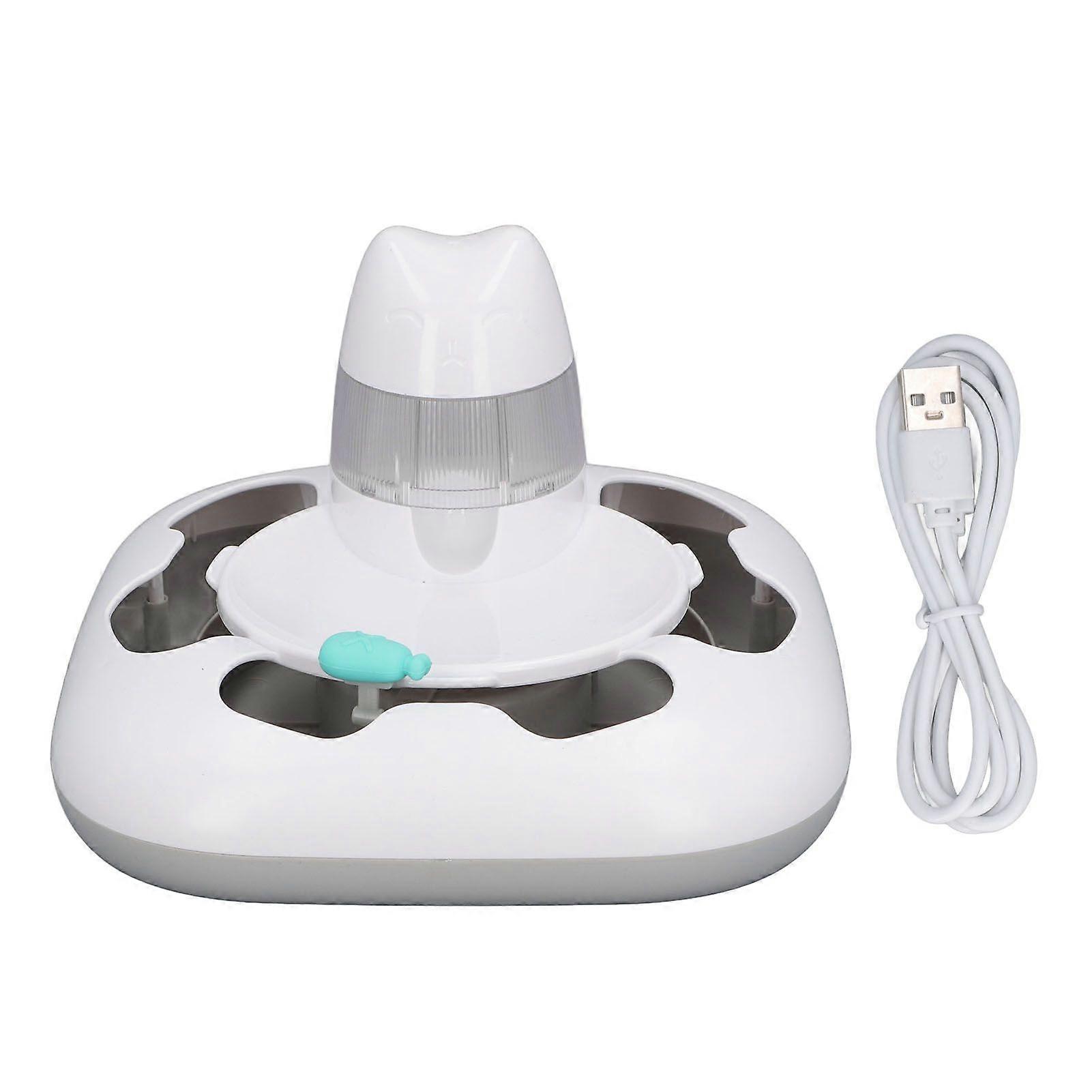 Cat Turntable Treat Toy Interactive Healthy Electric Pet Treat Dispensing Puzzle Toy for Kitten Dog Training