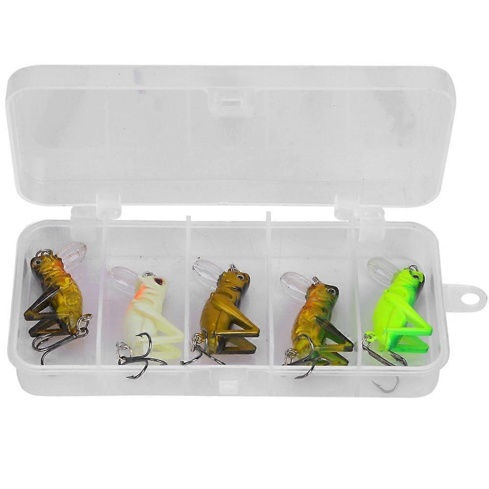 5Pcs Cricket Grasshopper Bait Insect Fish Lure Set with Sharp Treble Hook Fishing Tackle