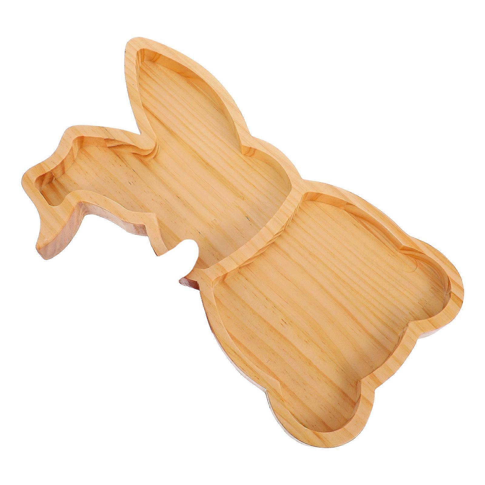 Wooden Easter Bunny Tray for Cooked Food Serving Tray 1 Piece