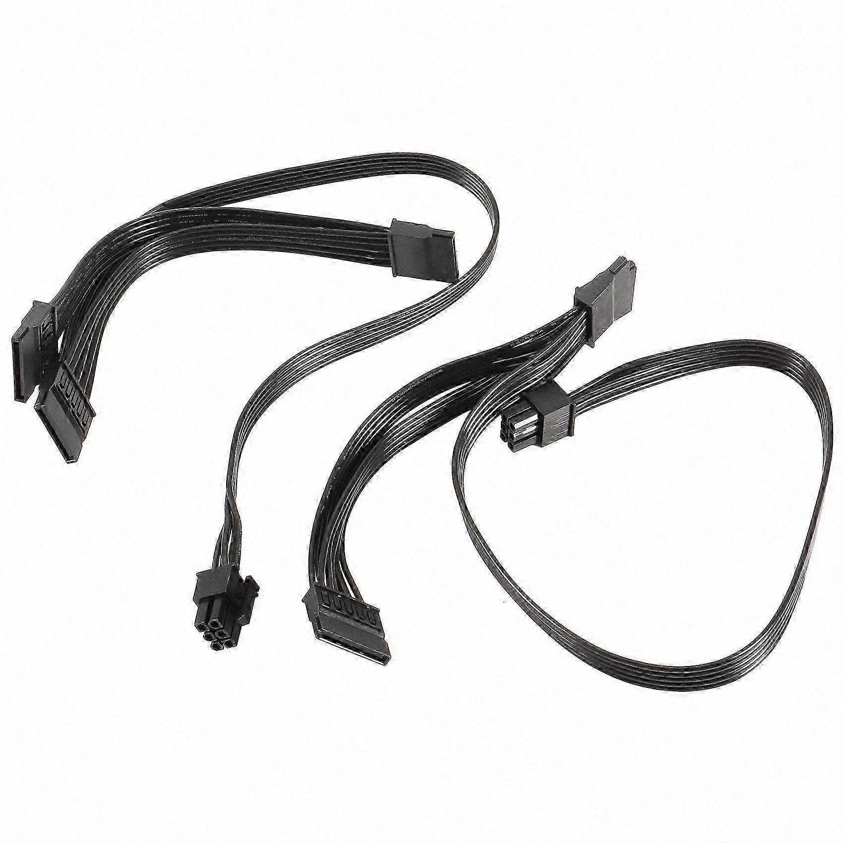 2-Pack 6-Pin to 3X SATA Power Cables for ATX Power Supplies, Compatible with 650W 750W Units