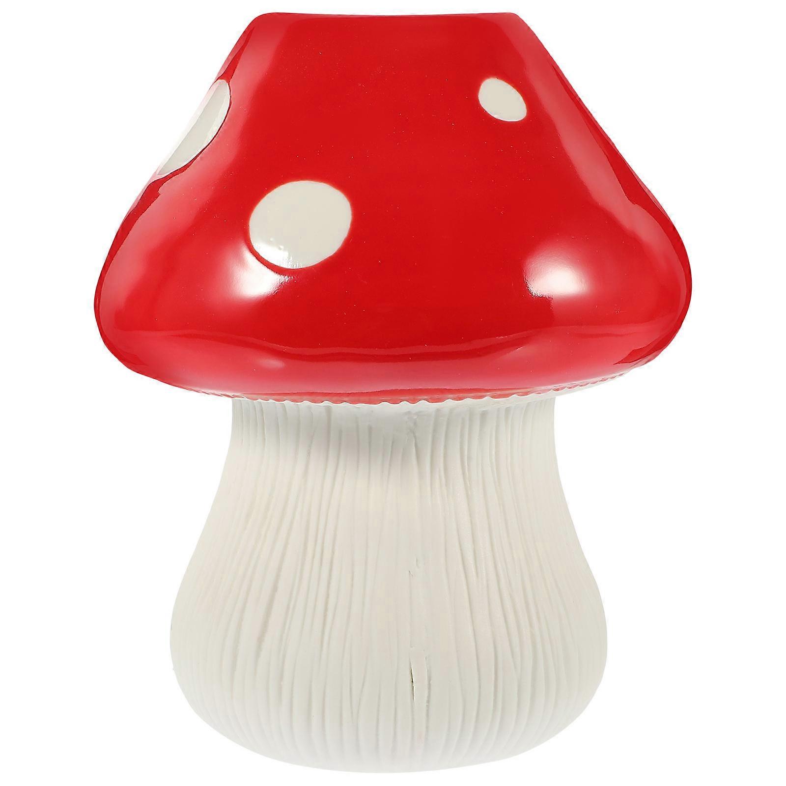 Red Ceramic Vase Mushroom Shape for Flower Arrangement 2Pcs Desktop Use