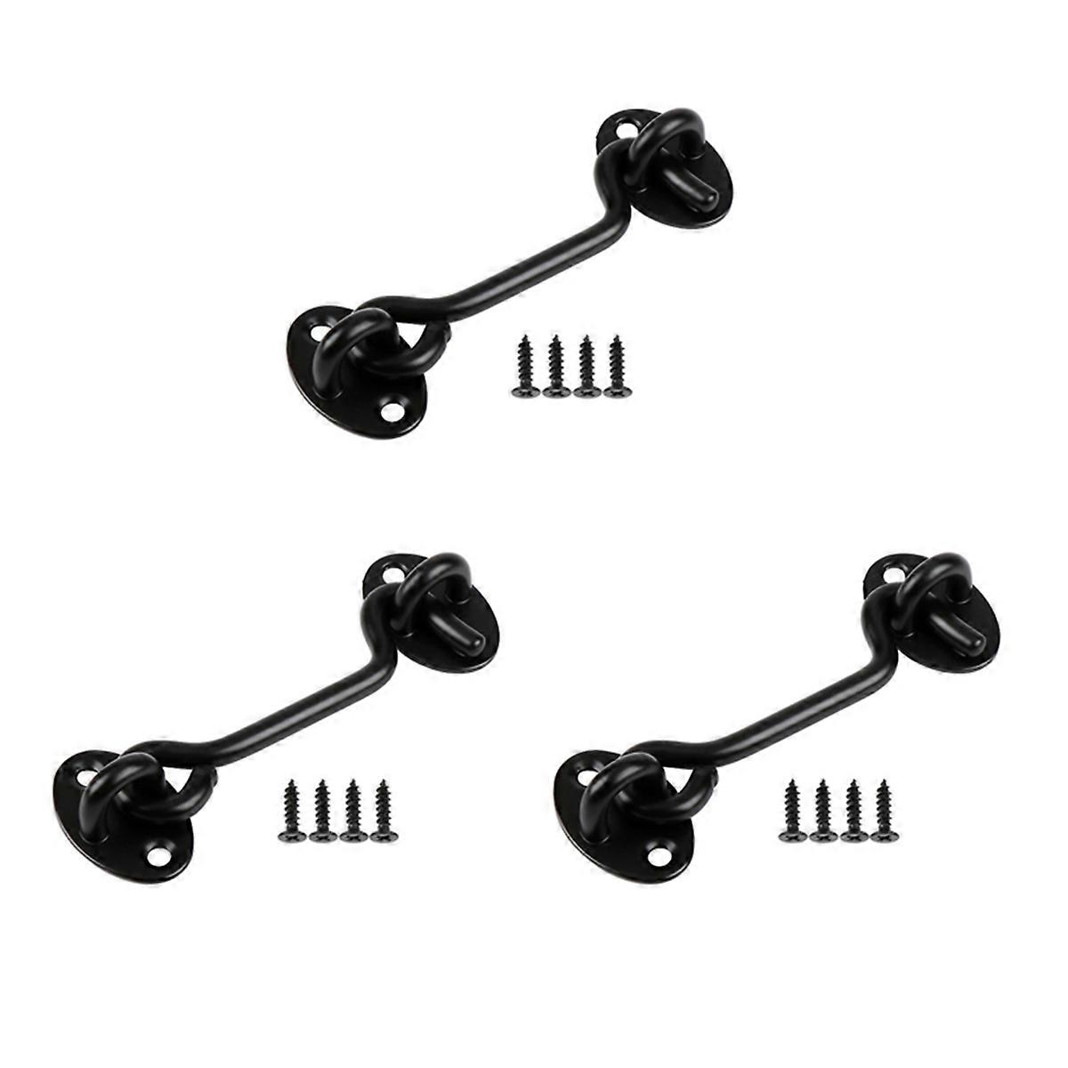 Hook and Eye Latch for Door,4in Hook Lock for Door Rich Black Eye Hook Latch Suitable for Door,Windo