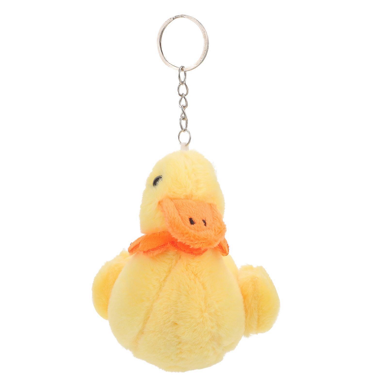 Cute Duck Keychain Plush Pendant for Decoration 5Pcs Yellow Key Ring Charm
