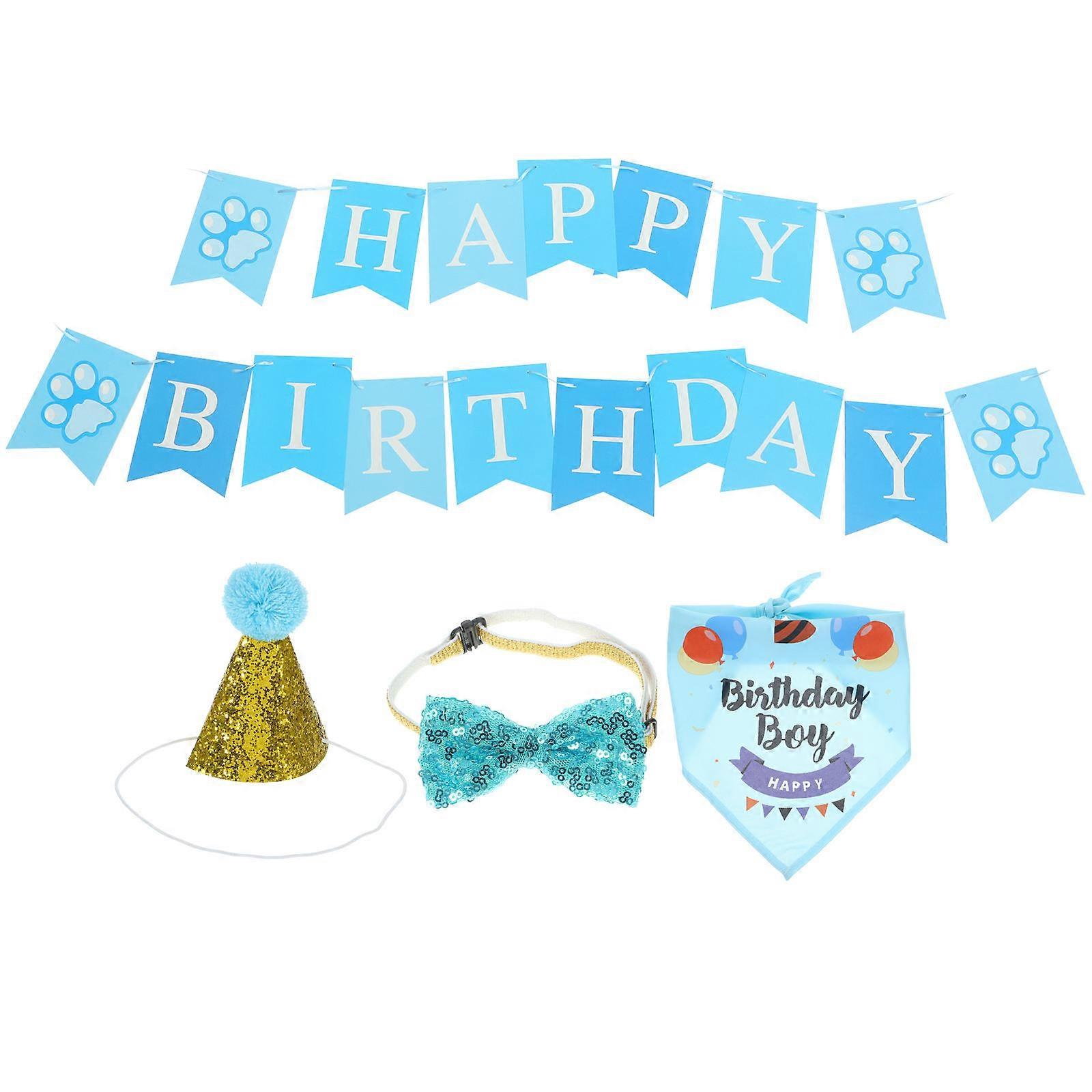 Birthday Hat Set with Bow Tie Collar for 2Sets Party Decoration