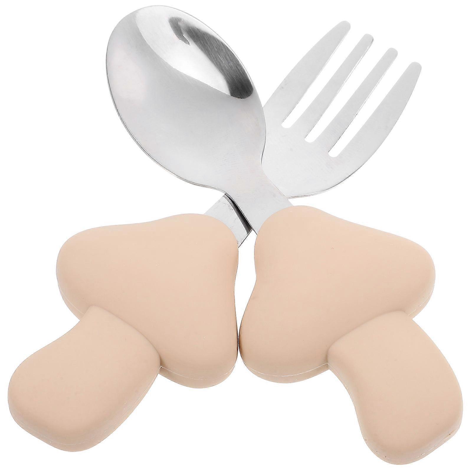 4 Sets Compact Toddler Utensils Set with Silicone Handle Suitable for Children’s School Use and Grasp Training