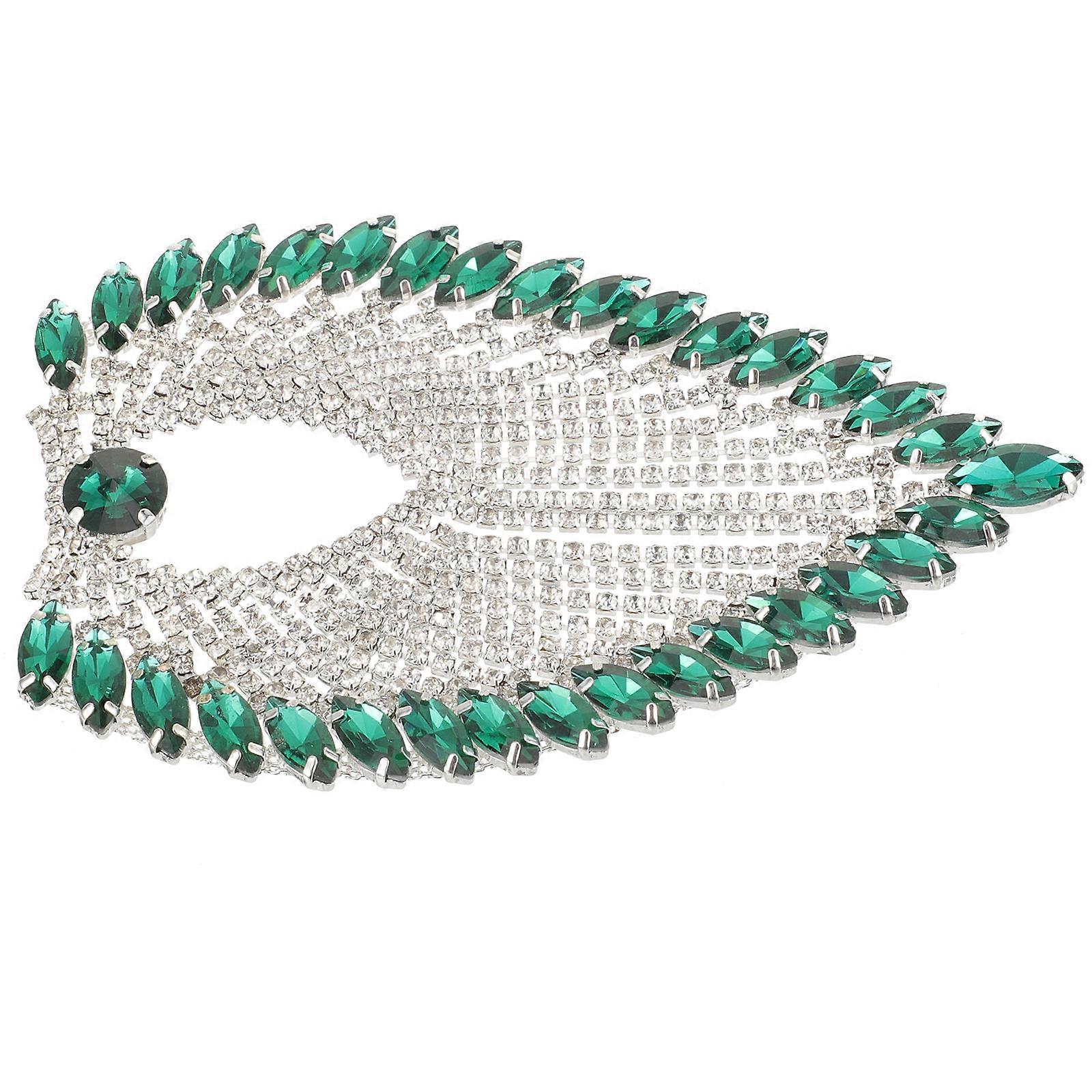 Clothing Applique Patches for Crafting 4Pcs Green Crystal Alloy Decor