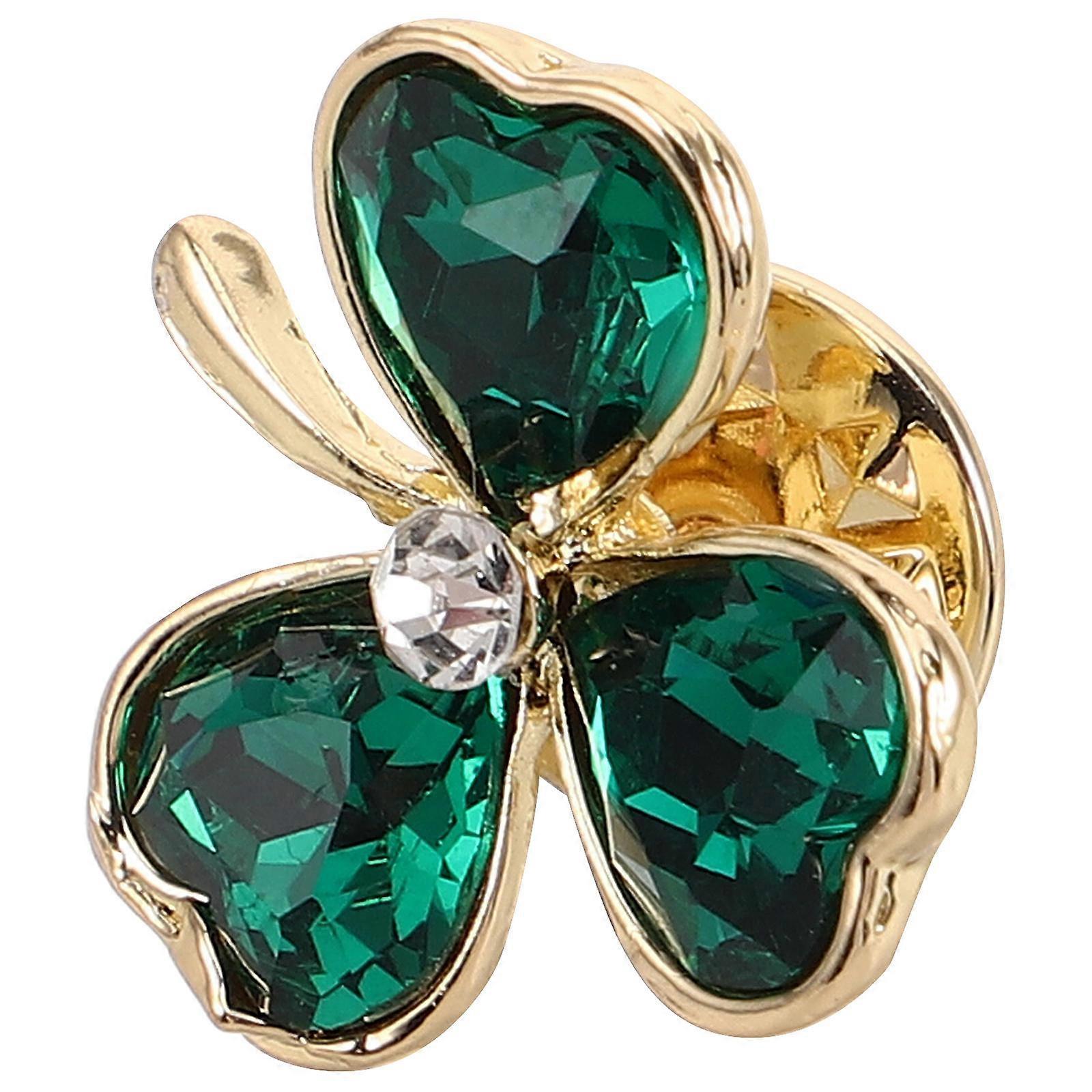4Pcs Green Leaf Brooch Pin For Sweaters And Shawls In Dark Green Color Elegant Shamrock Style