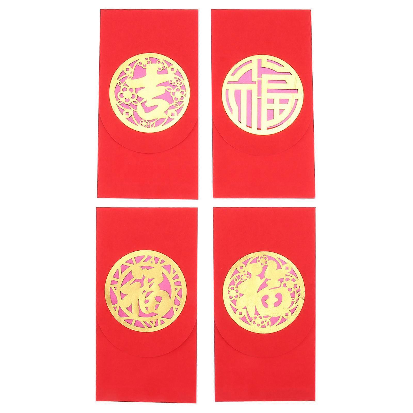Festival Red Envelopes 4Pcs Paper for Storage Use Ox Year Blessing Festive Surprise